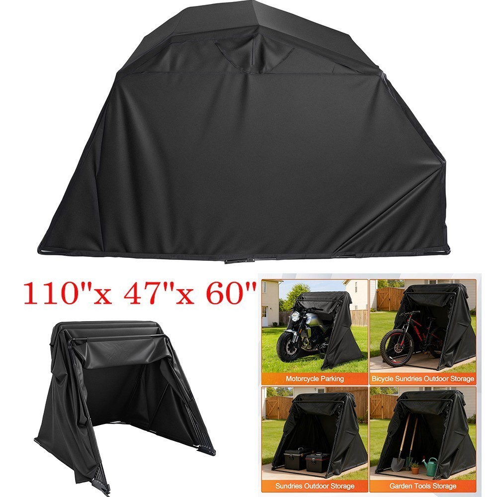 Motorcycle Storage Shed 600D Oxford Cloth Steel Frame Outdoor Tent Waterproof