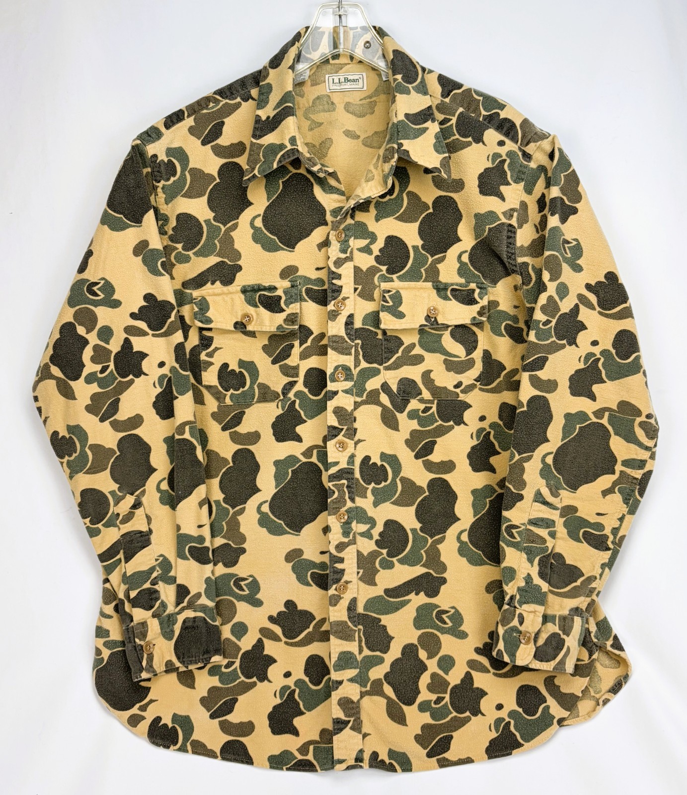 Vintage LL Bean Duck Camo Chamois Flannel Shirt Mens 17 1/2 XL Long Hunting