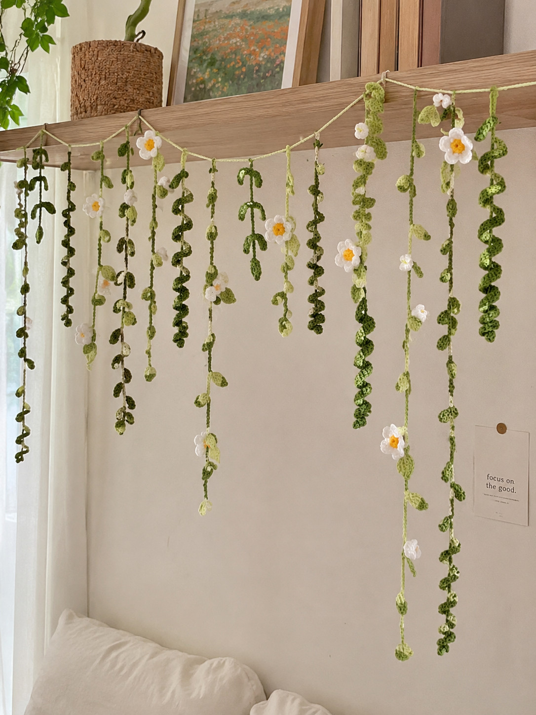 Crochet Lavender Flower Hanging Garland Boho Bedroom Decor Handmade Vine