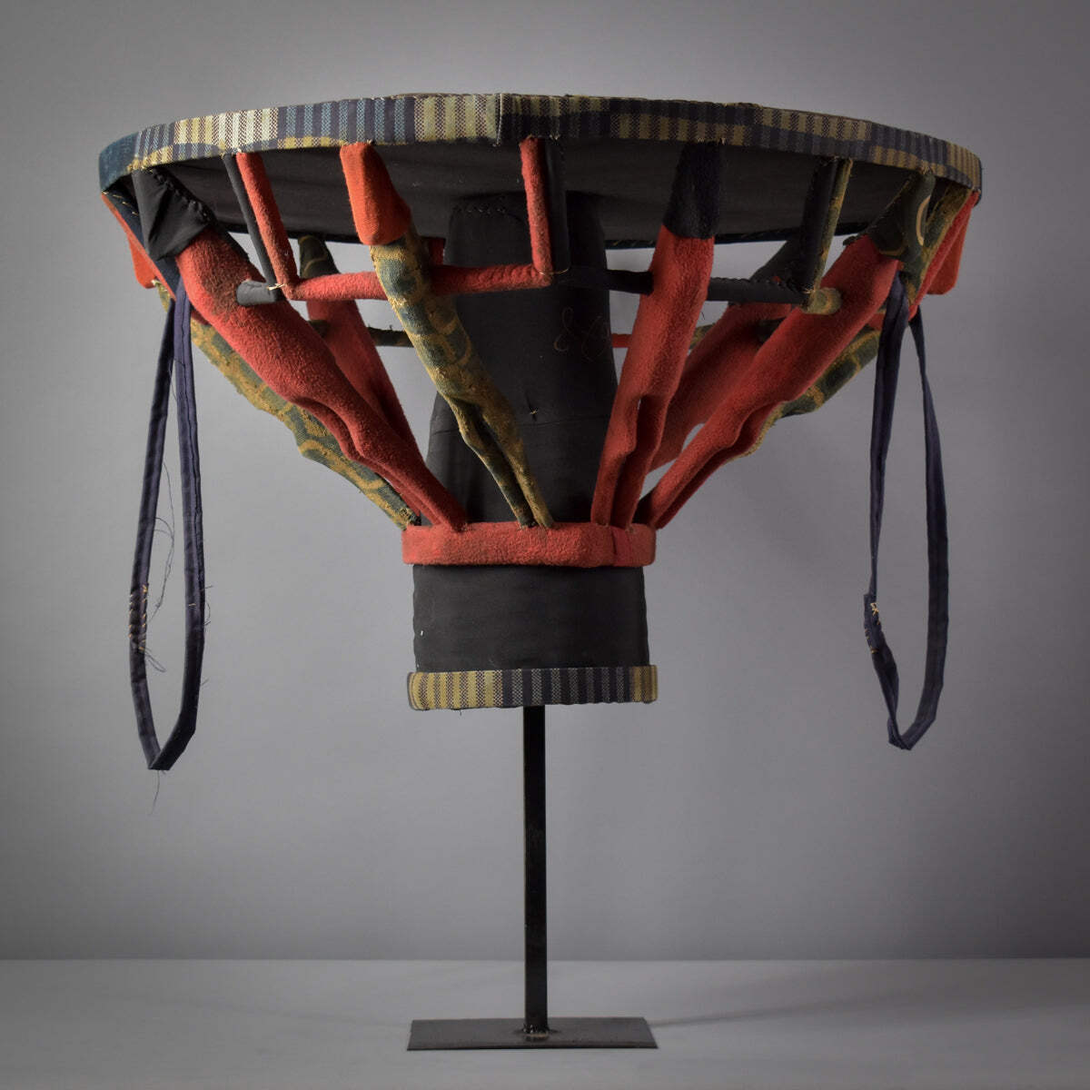 Bamileke Royal Fon Headpiece With Ndop Cloth Cameroon Sidley Collection
