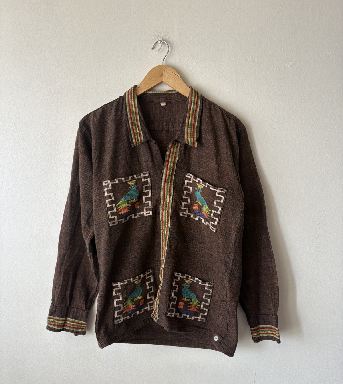 Vintage Guatemalan Huipil Jacket Shirt Bird Embroidered Mayan Boho Folk Art Sz S Vintage Guatemalan Huipil Jacket Shirt Bird Embroidered Mayan Boho Folk Art Sz S