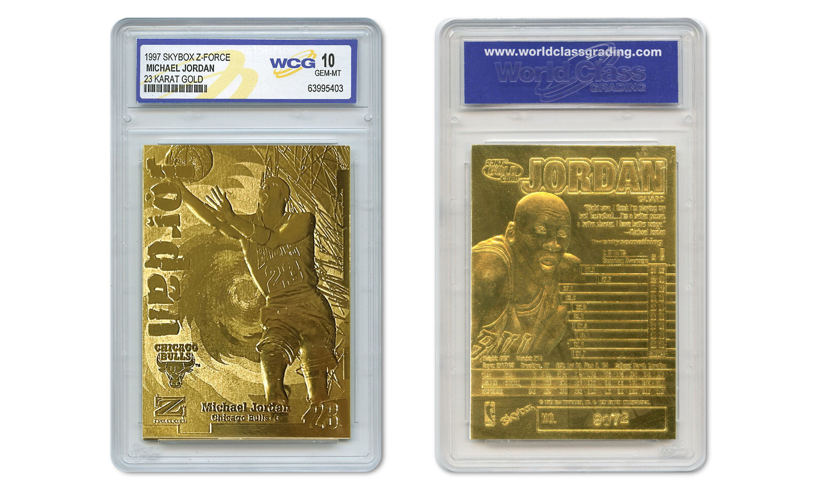* Lot of 5 * 1997 MICHAEL JORDAN FLEER Z-FORCE 23K GOLD CARD GRADED GEM-MINT 10