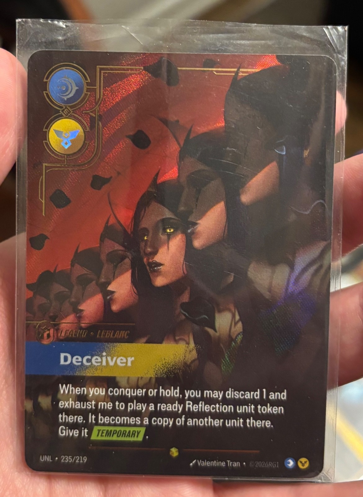 LeBlanc Deceiver Overnumbered - Riftbound Unleashed #235/219 (NM-) (ENGLISH) LeBlanc Deceiver Overnumbered - Riftbound Unleashed #235/219 (NM-) (ENGLISH)