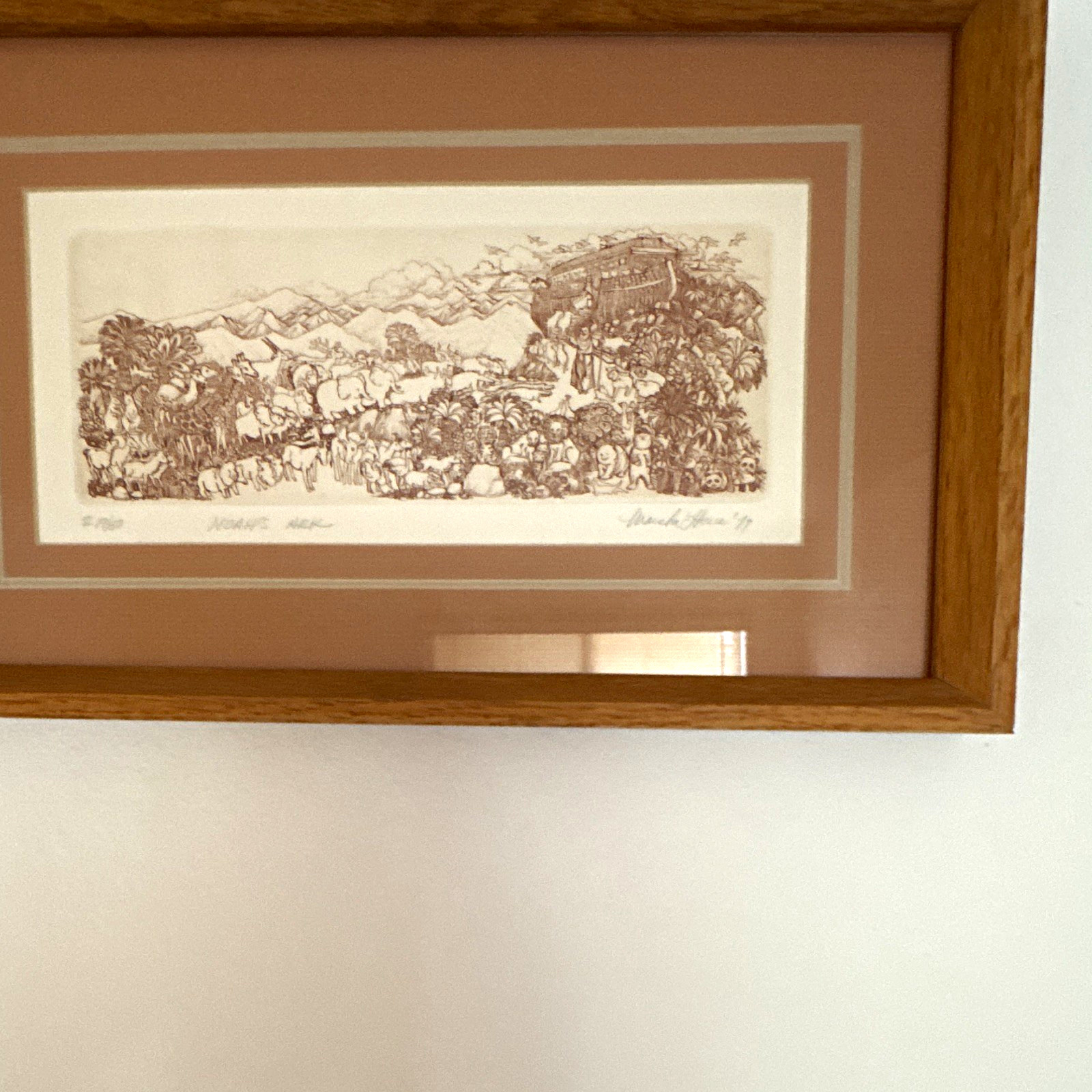 Vintage Marsha K Howe Noahs Ark Signed Etching Print Framed 1979 Limited Vintage Marsha K Howe Noahs Ark Signed Etching Print Framed 1979 Limited