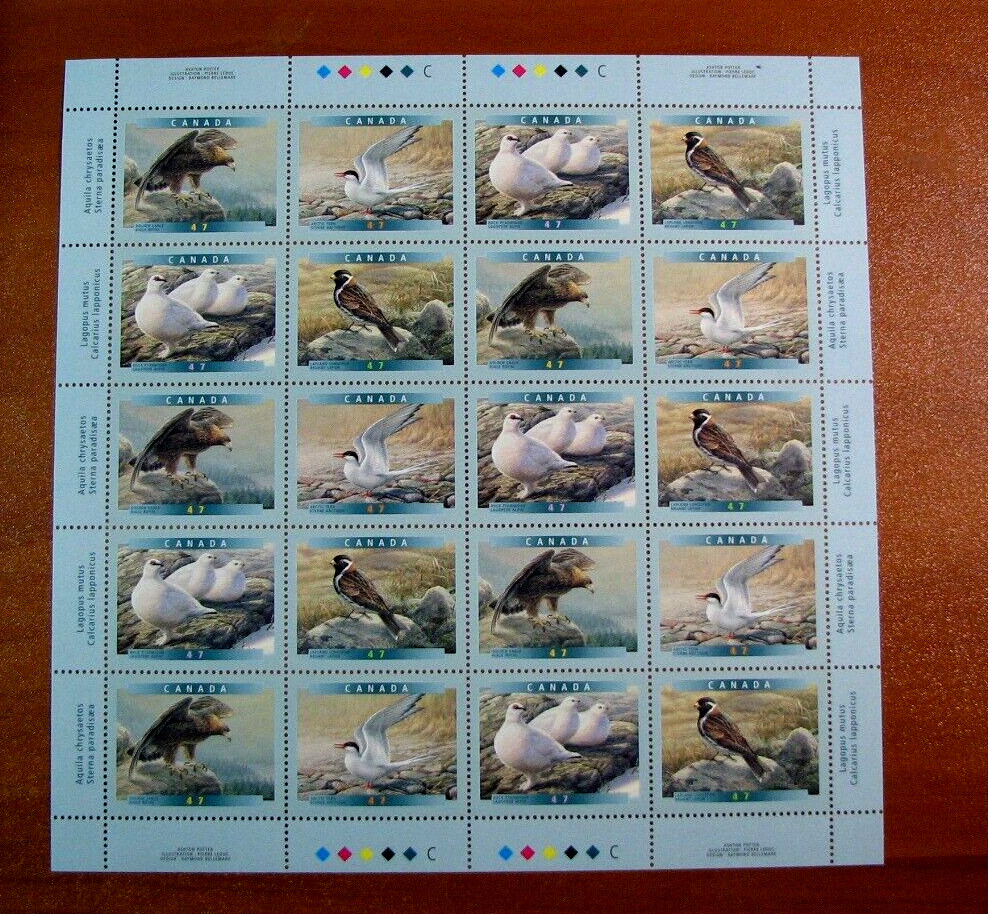 Canada Inscription Sheet Scott# 1886-1889 Birds 2001 MNH L586 Canada Inscription Sheet Scott# 1886-1889 Birds 2001 MNH L586