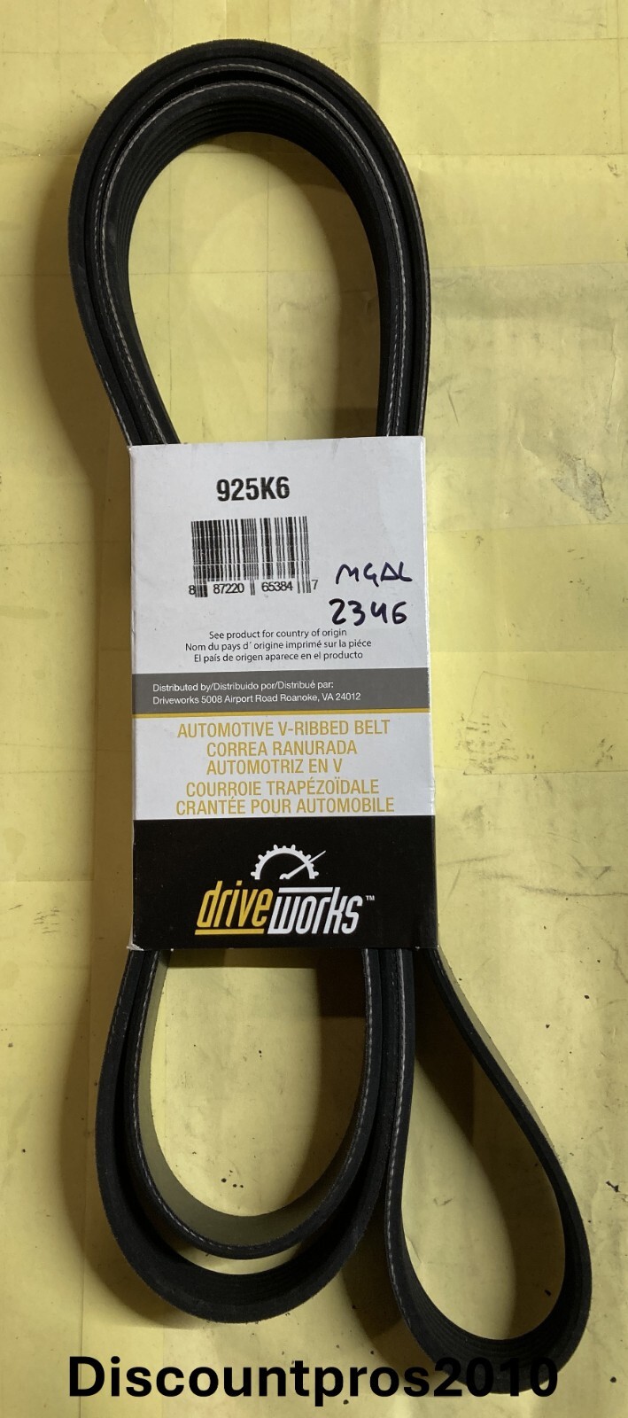 Driveworks 925K6 Serpentine Belt Chevy Buick Mercury Mazda Land Rover 1998-2012 Driveworks 925K6 Serpentine Belt Chevy Buick Mercury Mazda Land Rover 1998-2012