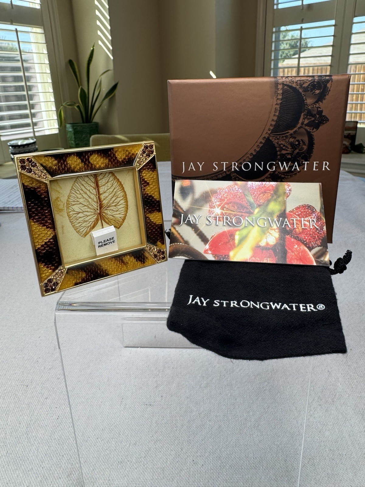 Jay Strongwater Leland Tortoise Enamel Swarovski Crystal Photo Frame 2.75”