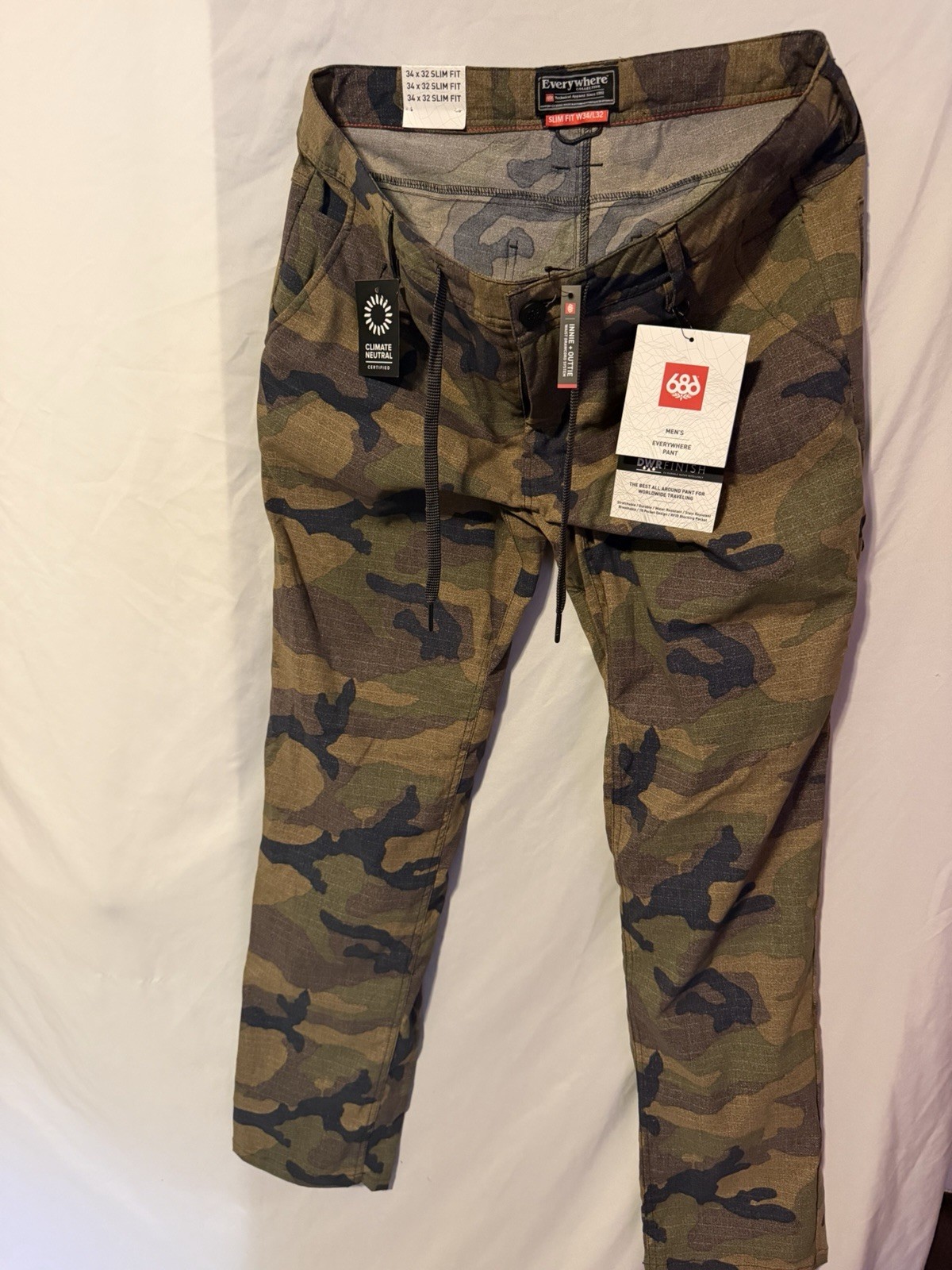 686 Everywhere Pant Men’s 34x32 Camo Ripstop Slim Tapered Stretch Pants