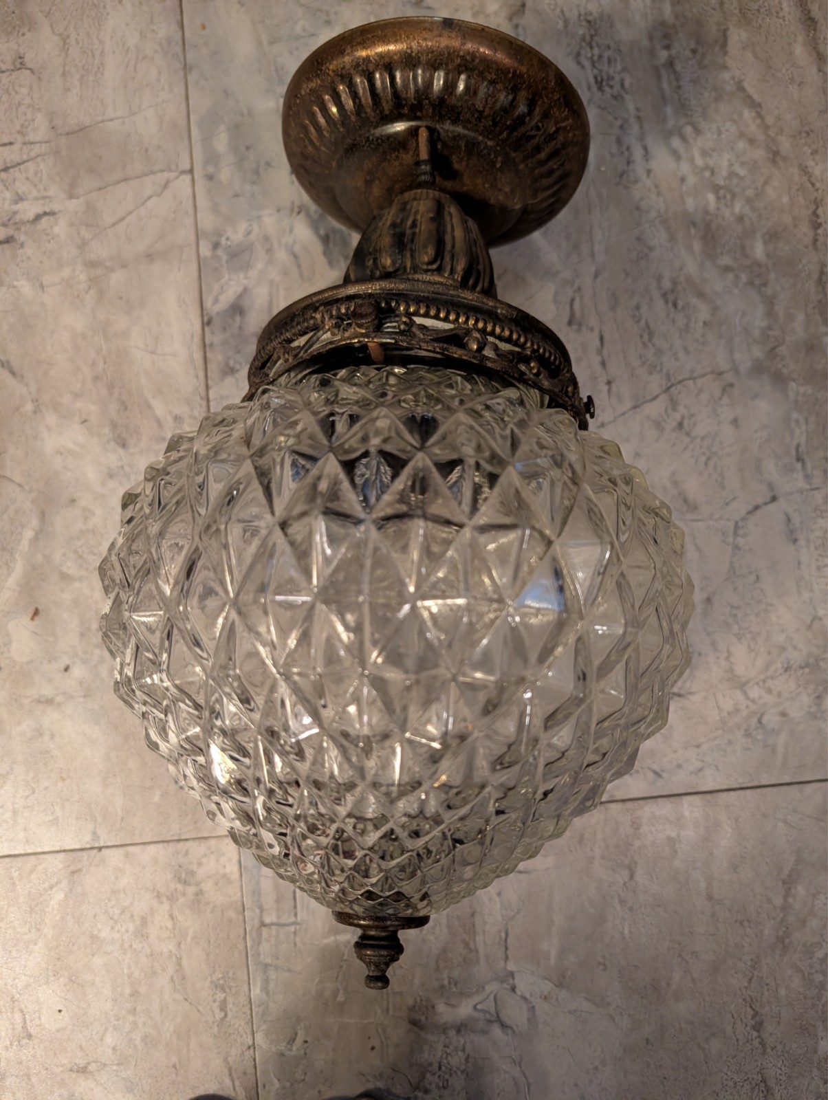 Antique vintage 1920s 40's Glass Ceiling Light Fixture Globe hall porch Antique vintage 1920s 40's Glass Ceiling Light Fixture Globe hall porch