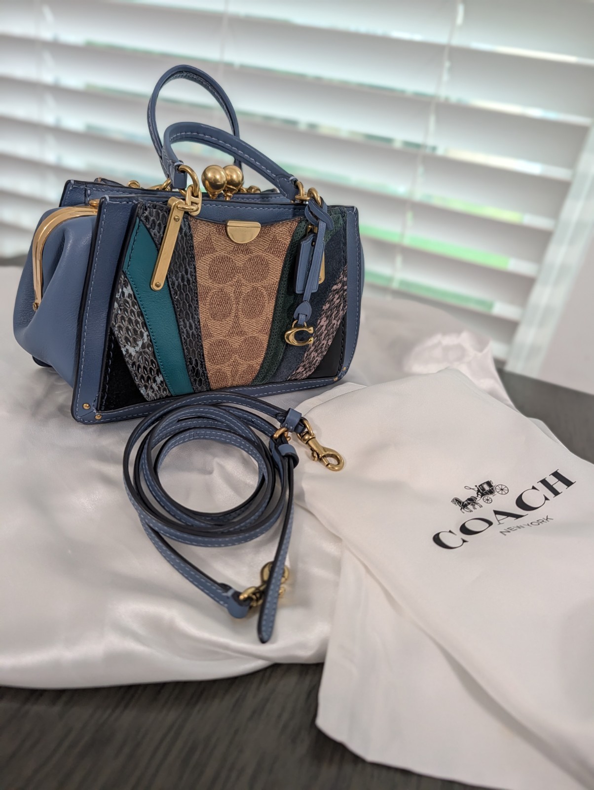 NWOT Coach 1941 Kisslock Dreamer 21 Patchwork Snakeskin Leather Satchel 76115