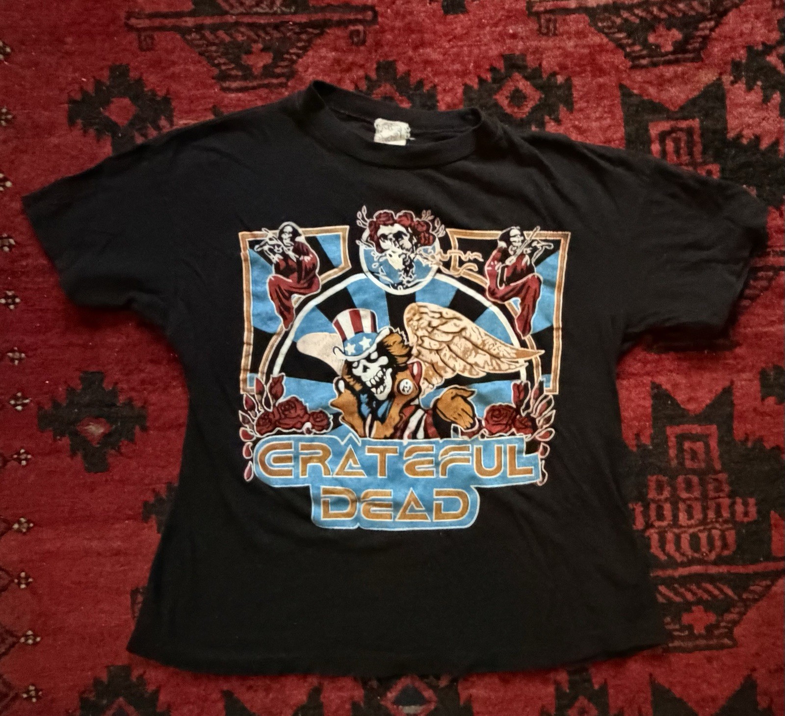 VTG 1981 Grateful Dead T Shirt Fantasy M Single Stitch Rock Concert Uncle Sam