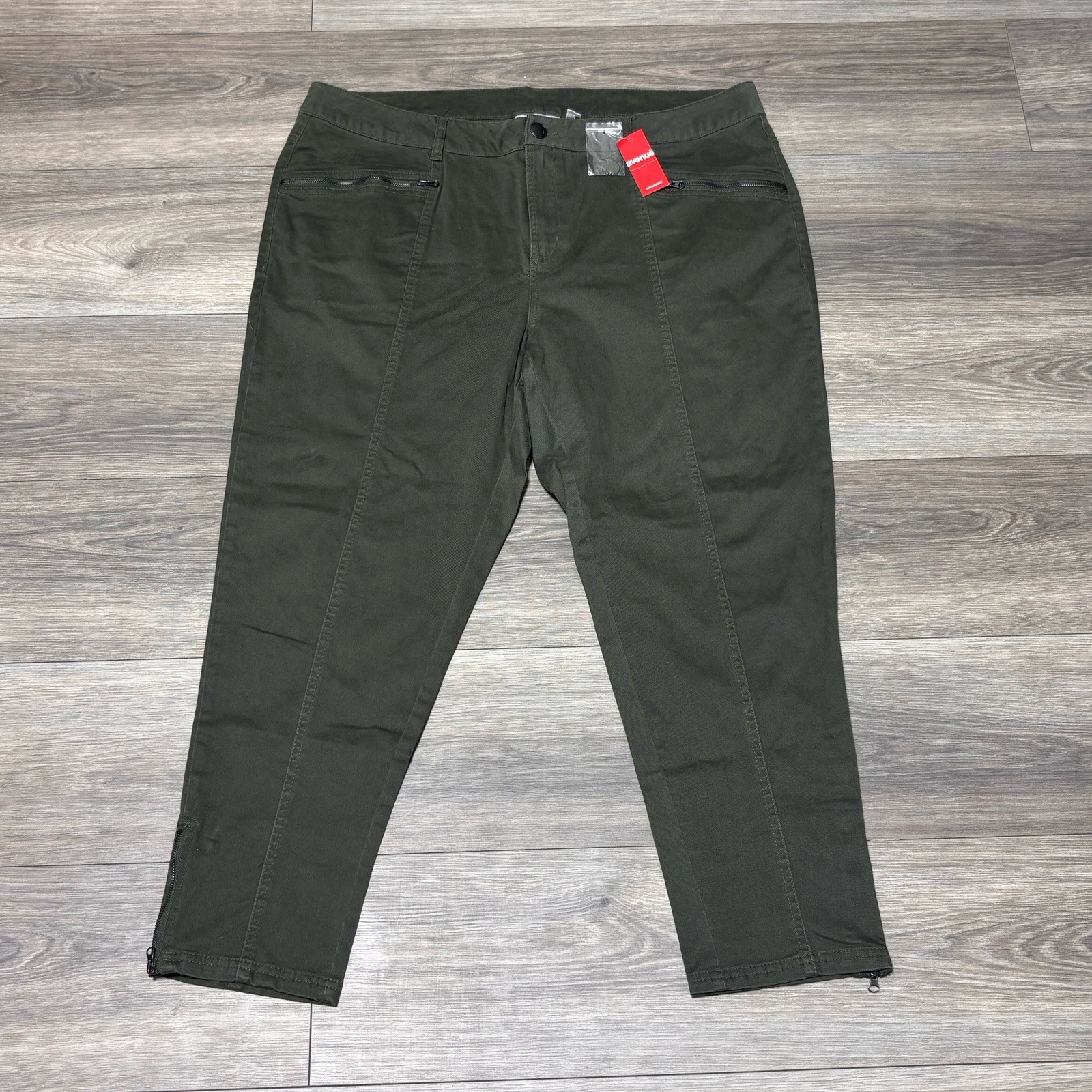 Avenue Green Stretch Zip Ankle Women\'s Size OLIVE Pants Size 18 Average New with