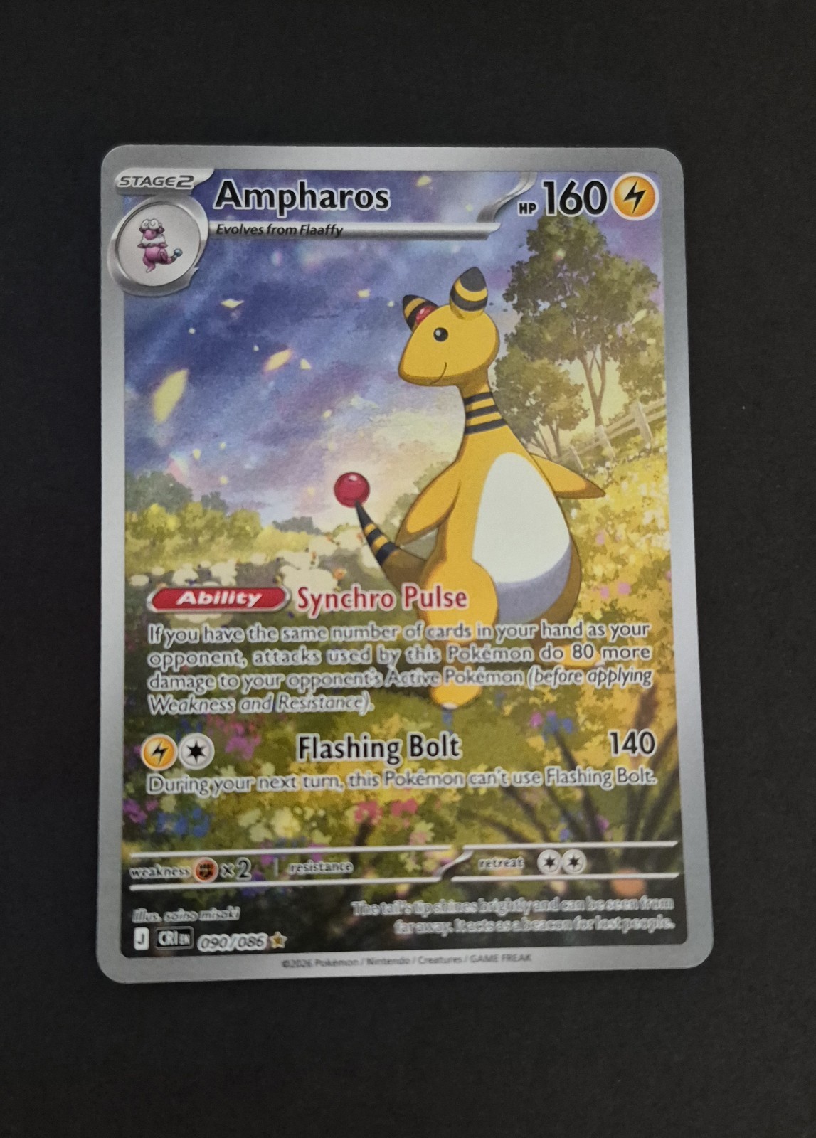Ampharos 090/086 Holo Illustration Rare Chaos Rising Pokemon # Q Ampharos 090/086 Holo Illustration Rare Chaos Rising Pokemon # Q