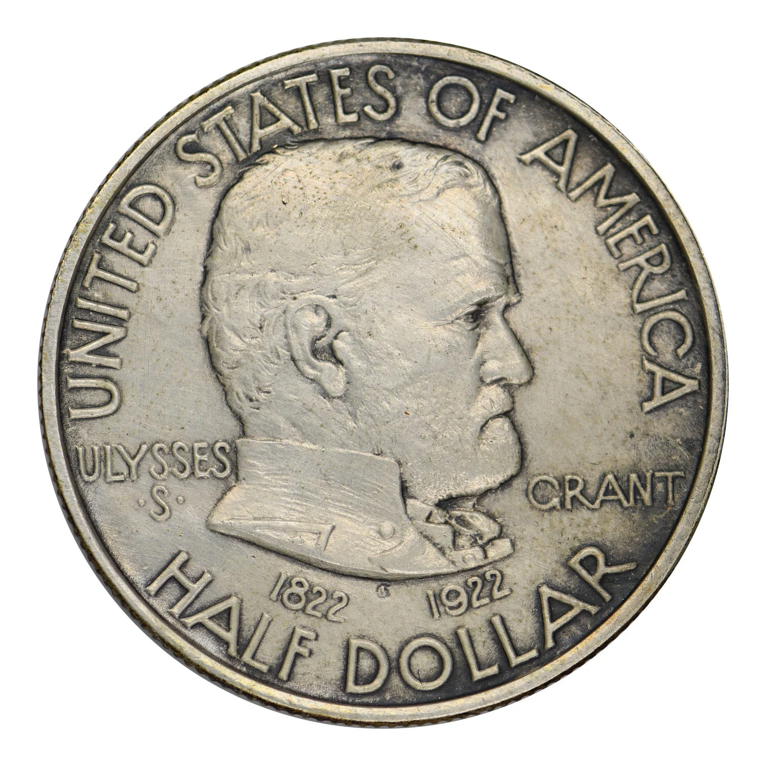 1922 Grant Commemorative Silver Half Dollar About Uncirculated Condition