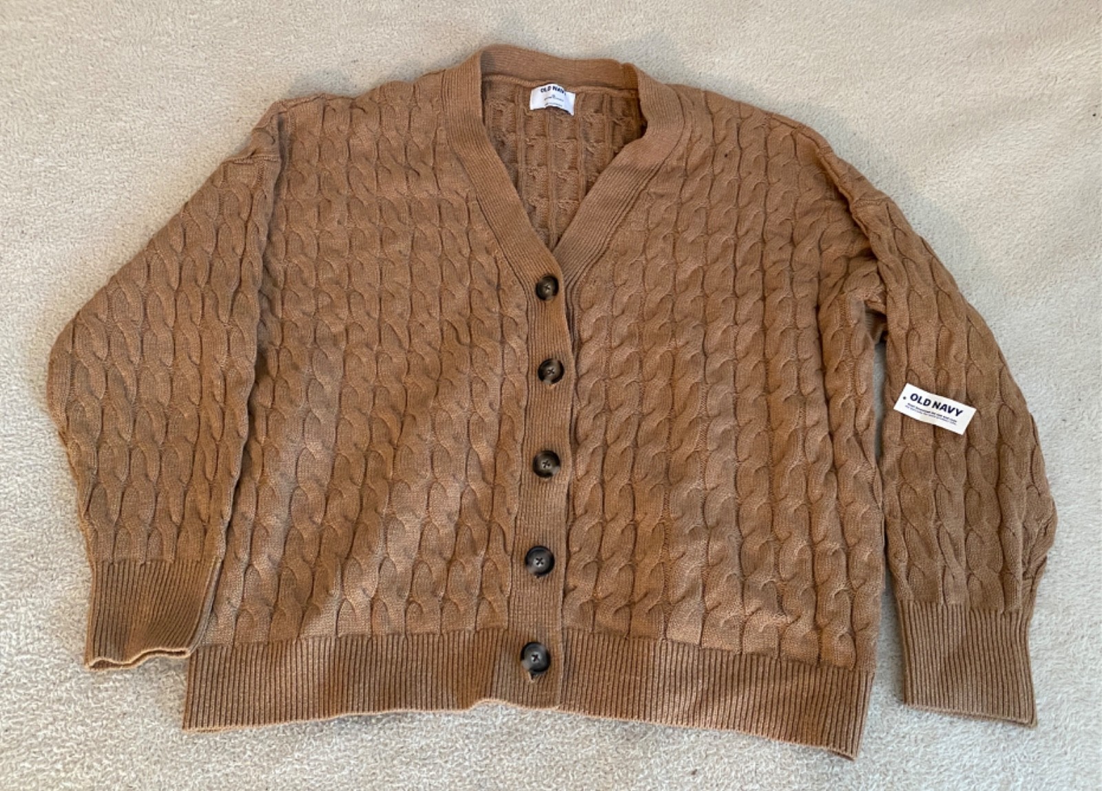 NWT Old Navy Brown Cable Knit Cardigan Sweater Women\'s XL $49.99 NEW
