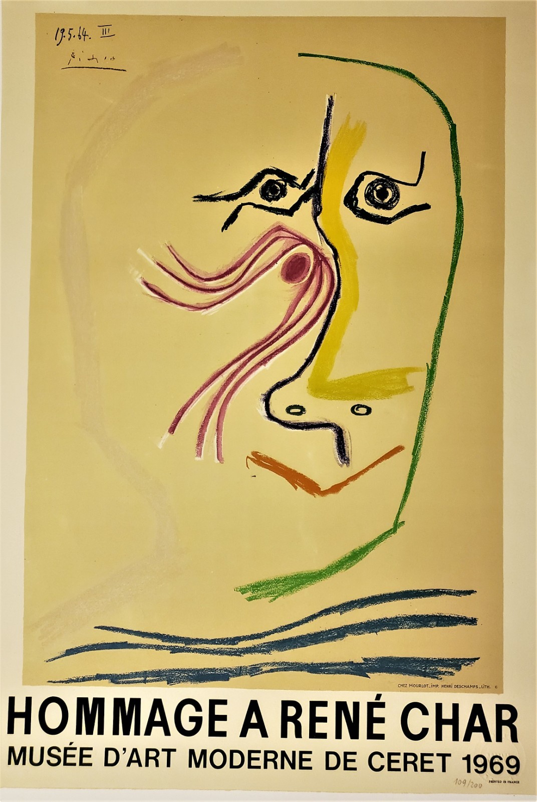 PICASSO Rare Original 1969 Litho Rene Char 1969 # Ltd Edition 109/200 Mourlot