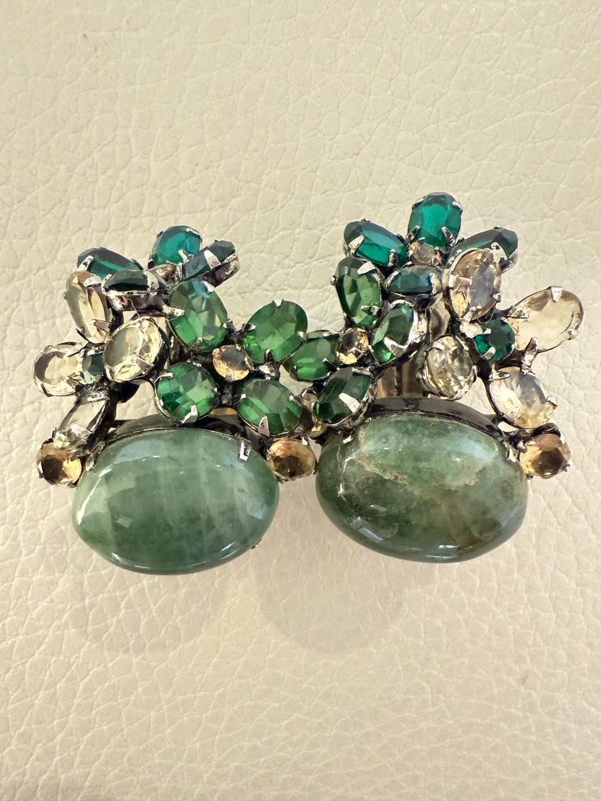 NEW GORGEOUS SIGNED IRADJ MOINI AVENTURINE CITRINE CLIP EARRINGS