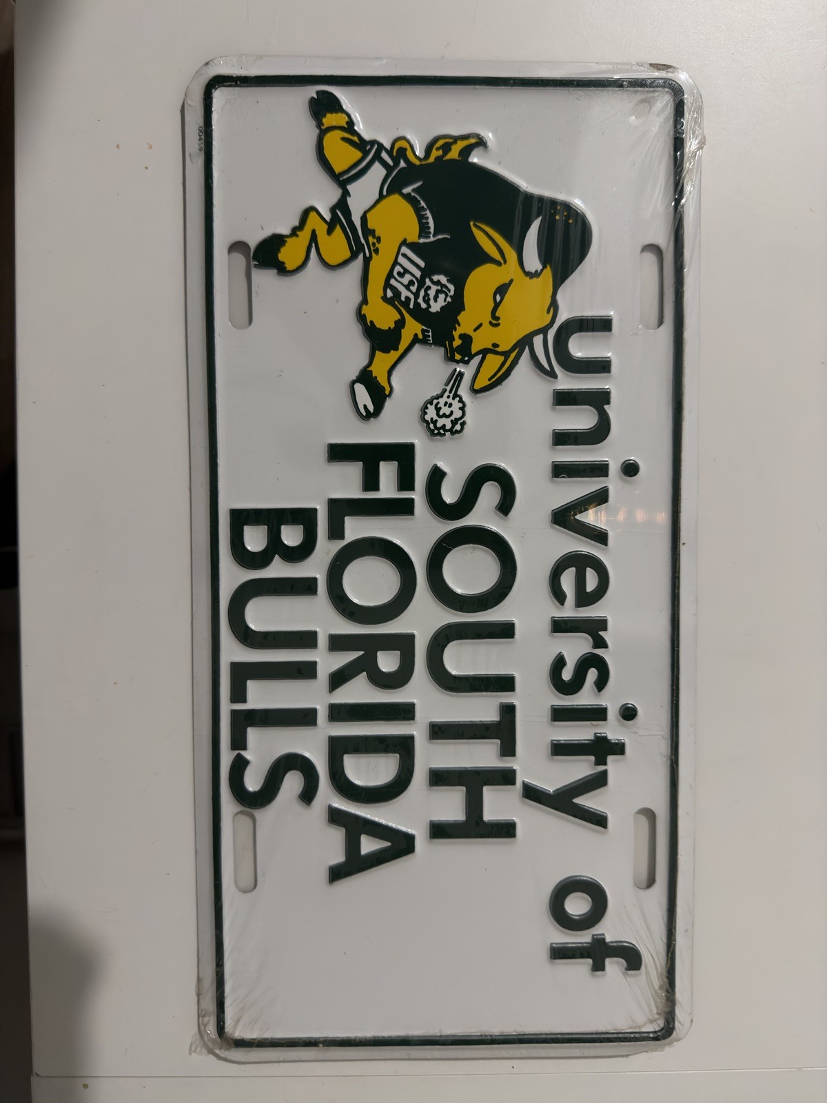 VTG 1982 University of South Florida Golden Brahmans Metal License Plate *RARE
