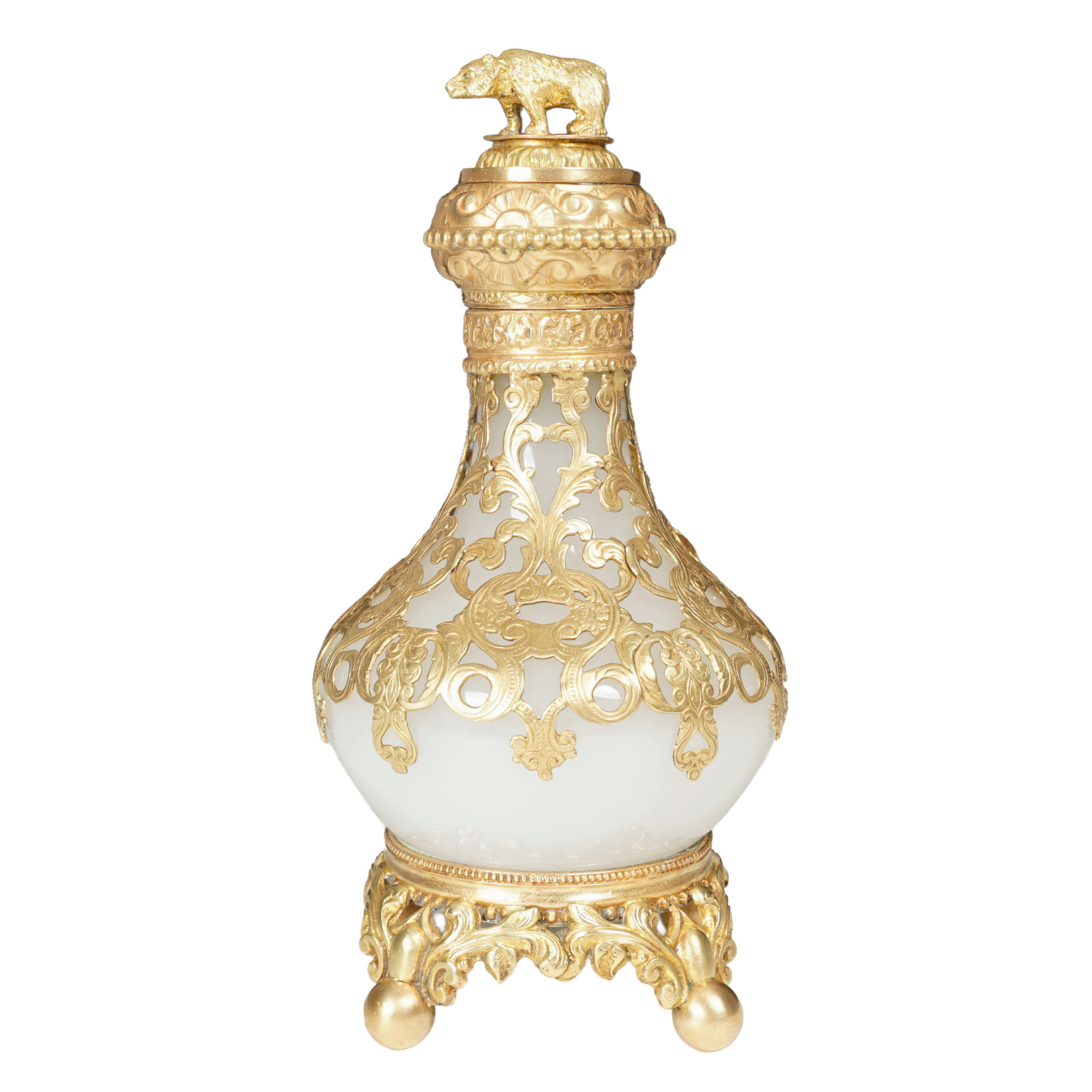 Antique French Palais Royal White Opaline Glass Perfume Bottle Grand Tour