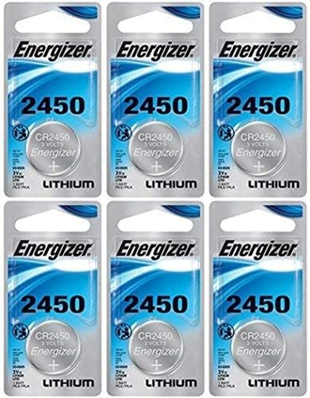 Six (6) Pcs Genuine Energizer CR2450 3V Lithium Coin Cell Battery EXP2034* Six (6) Pcs Genuine Energizer CR2450 3V Lithium Coin Cell Battery EXP2034*
