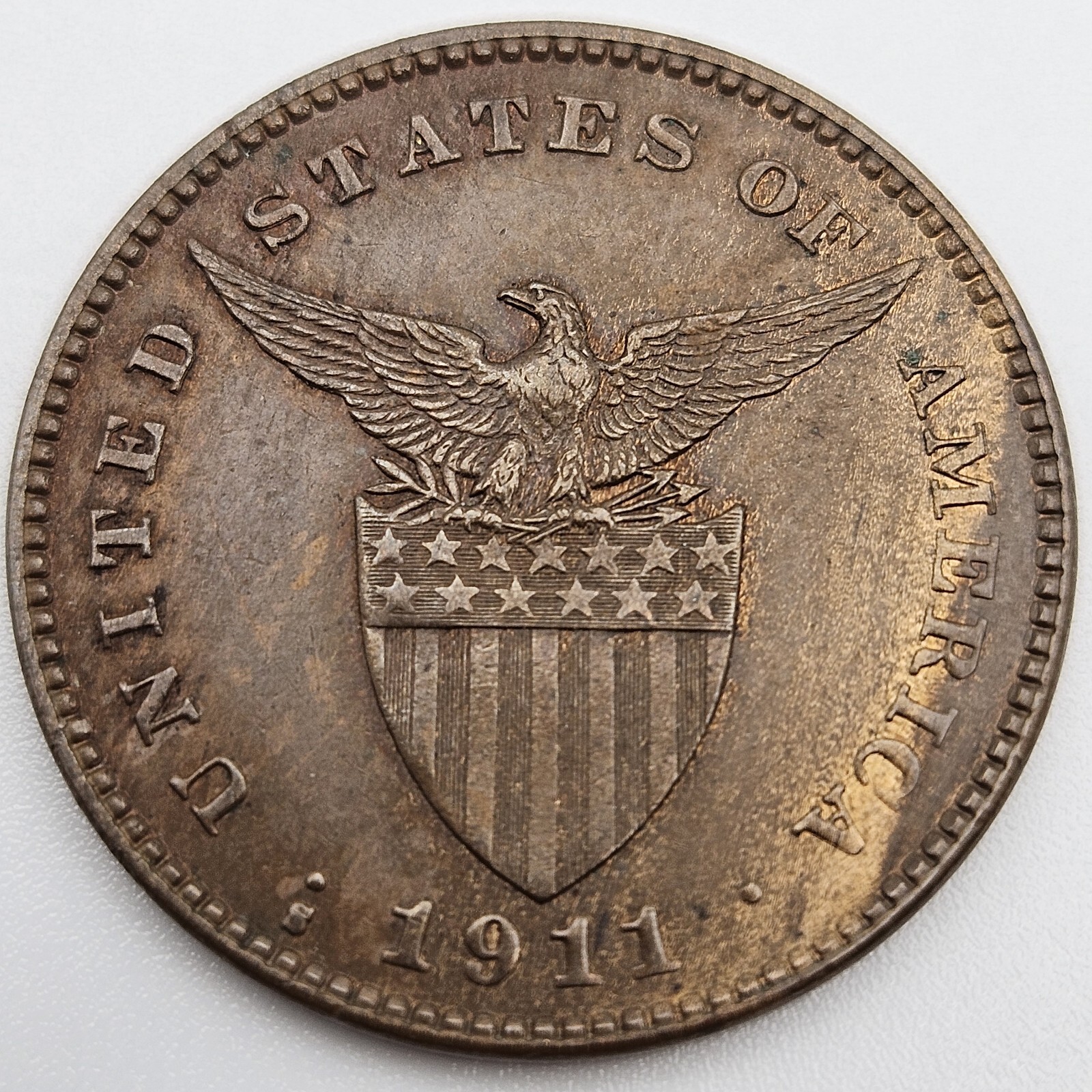 1911-S 1 Centavo AU Philippines US San Francisco Mint Bronze Coin One USA 1911-S 1 Centavo AU Philippines US San Francisco Mint Bronze Coin One USA
