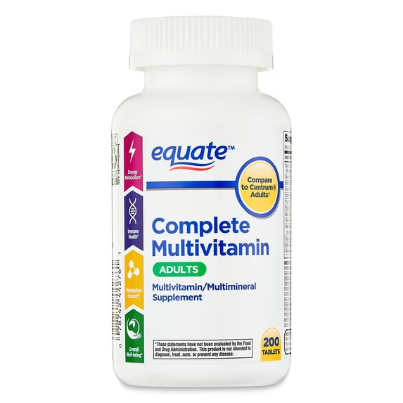 Equate Complete Multivitamin/Multimineral Supplement Tablets, Adults, 200 Count