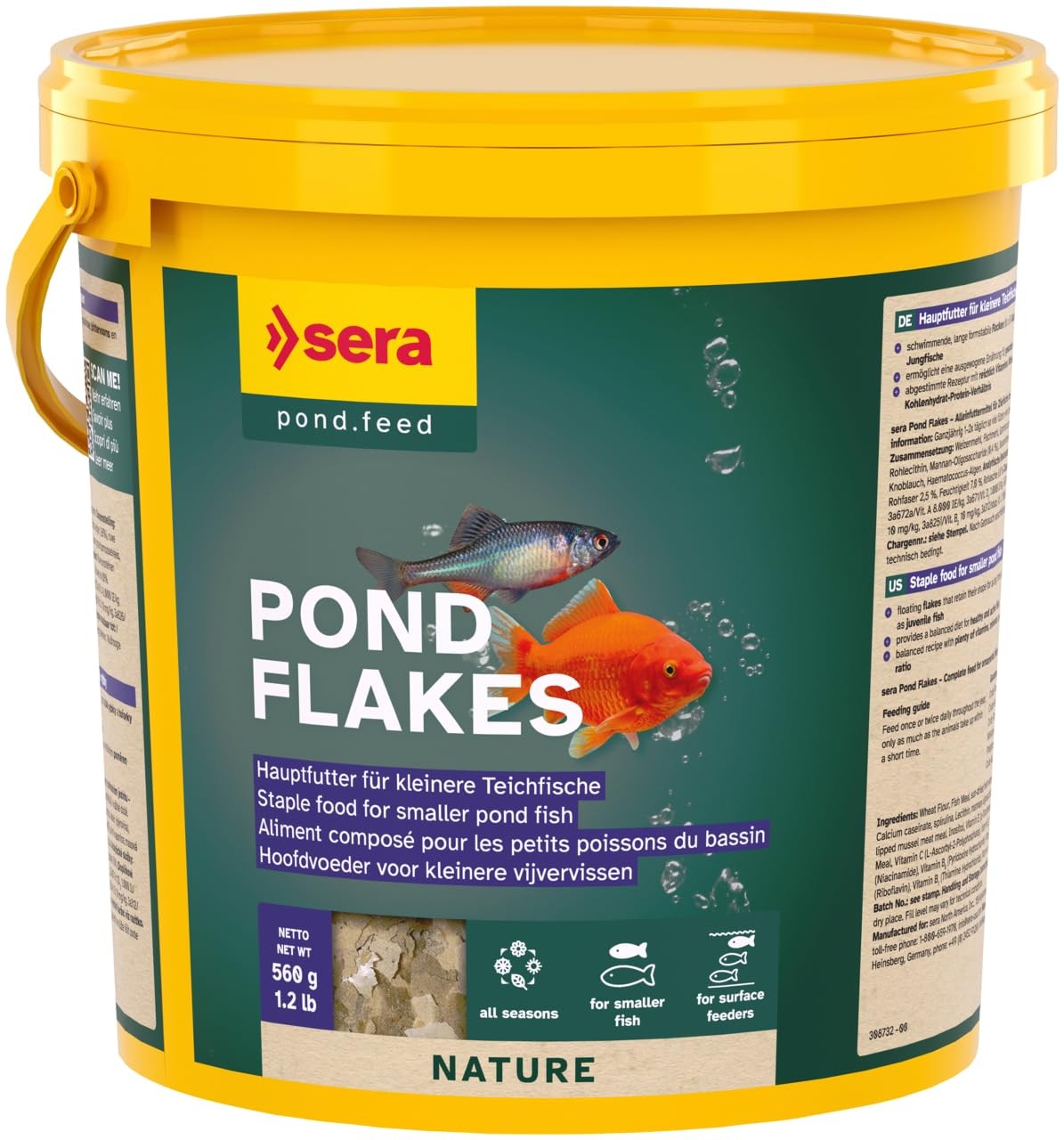 Sera 1 Piece Pond Flakes Fish Food, 1.3 lb/3800 ml