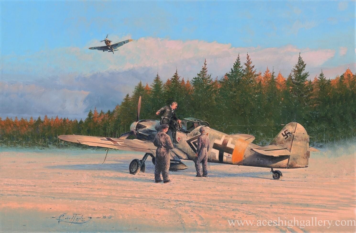 The Blond Knight by Robert Taylor aviation art Signed by WWII Luftwaffe Pilots