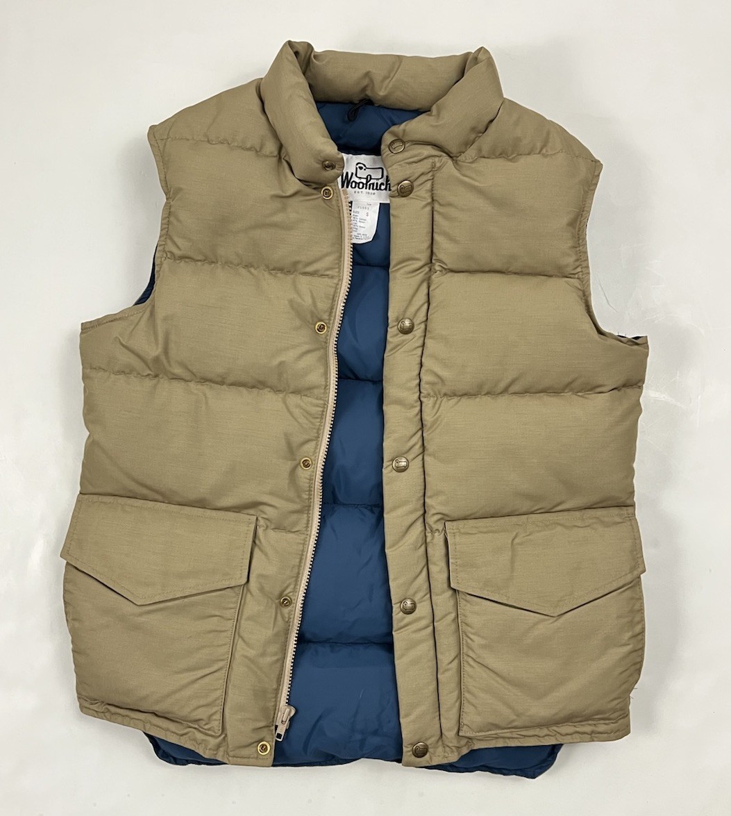 Vintage Woolrich Vest Mens S Beige Down Puffer Snap Pockets USA 60/40 