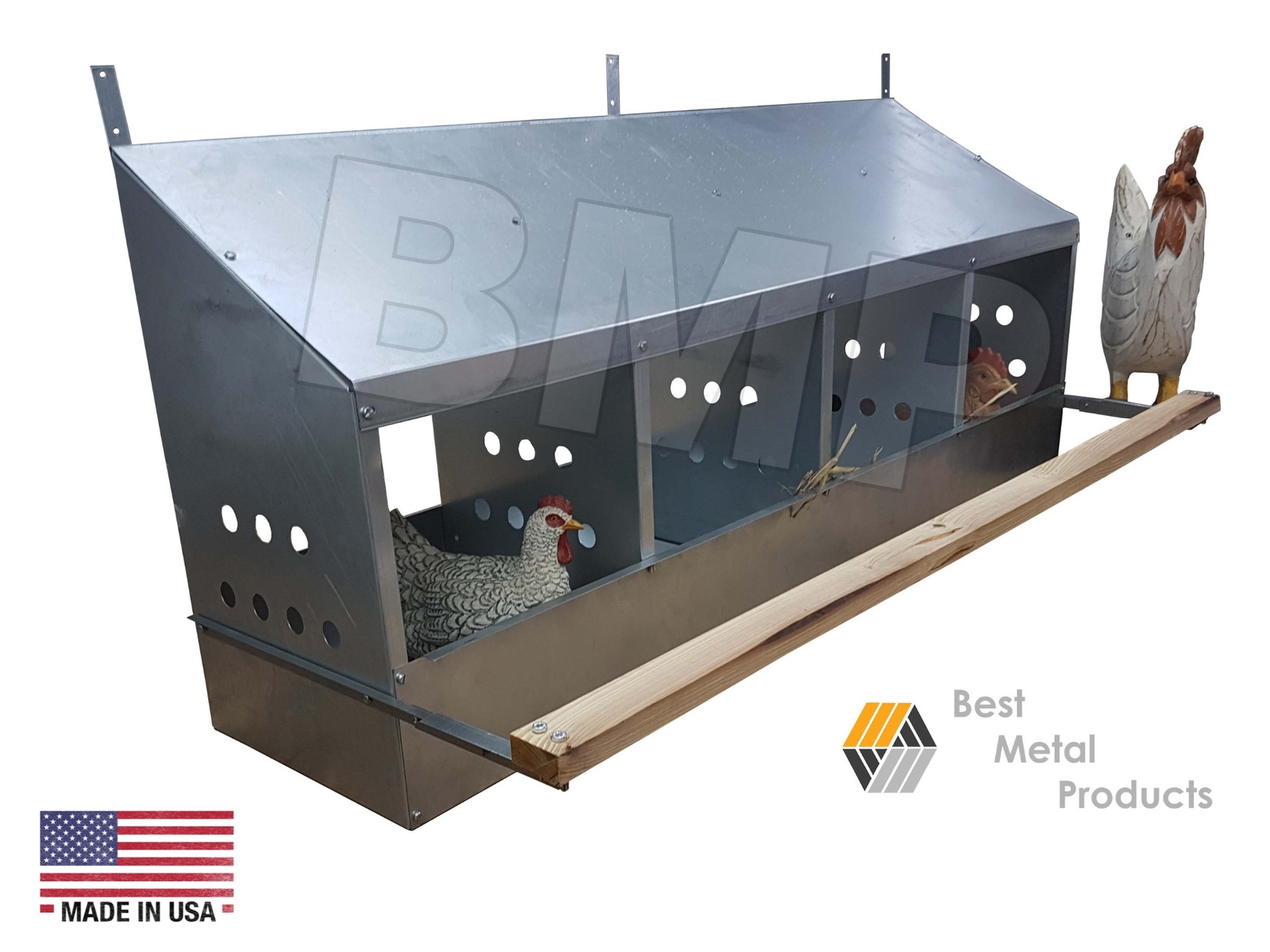 Heavy-Duty 4-Hole Chicken Nesting Box  Galvanized Steel  Made in USA 0300109