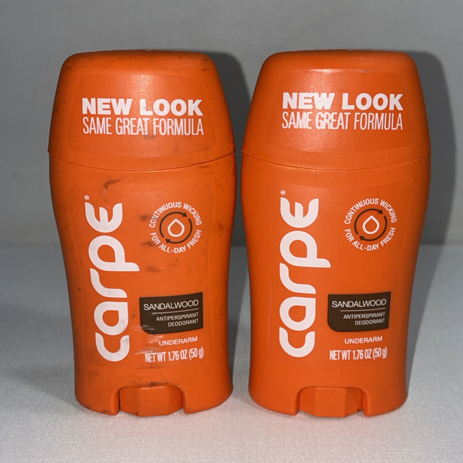 Lot Of 2 Carpe Sandalwood Antiperspirant Deodorant 1.76 Oz Each Slightly Damaged