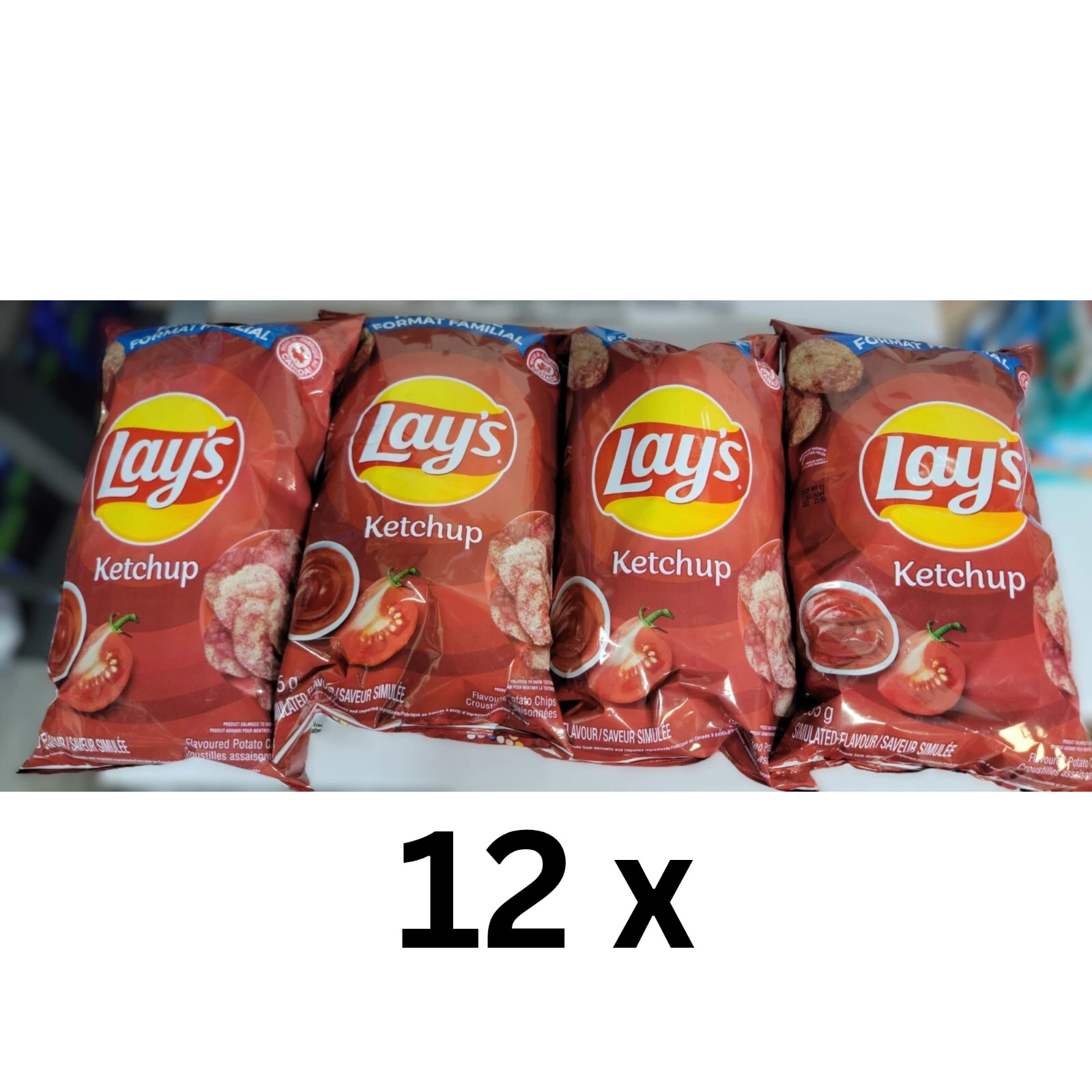 Lays Ketchup Potato Chips 220g Sharing Bags Pack of 12-  