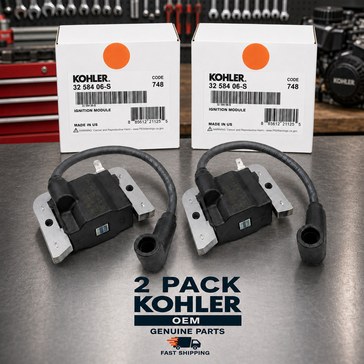 GENUINE OEM KOHLER PART # 32 584 06-S; IGNITION MODULE 2 PACK