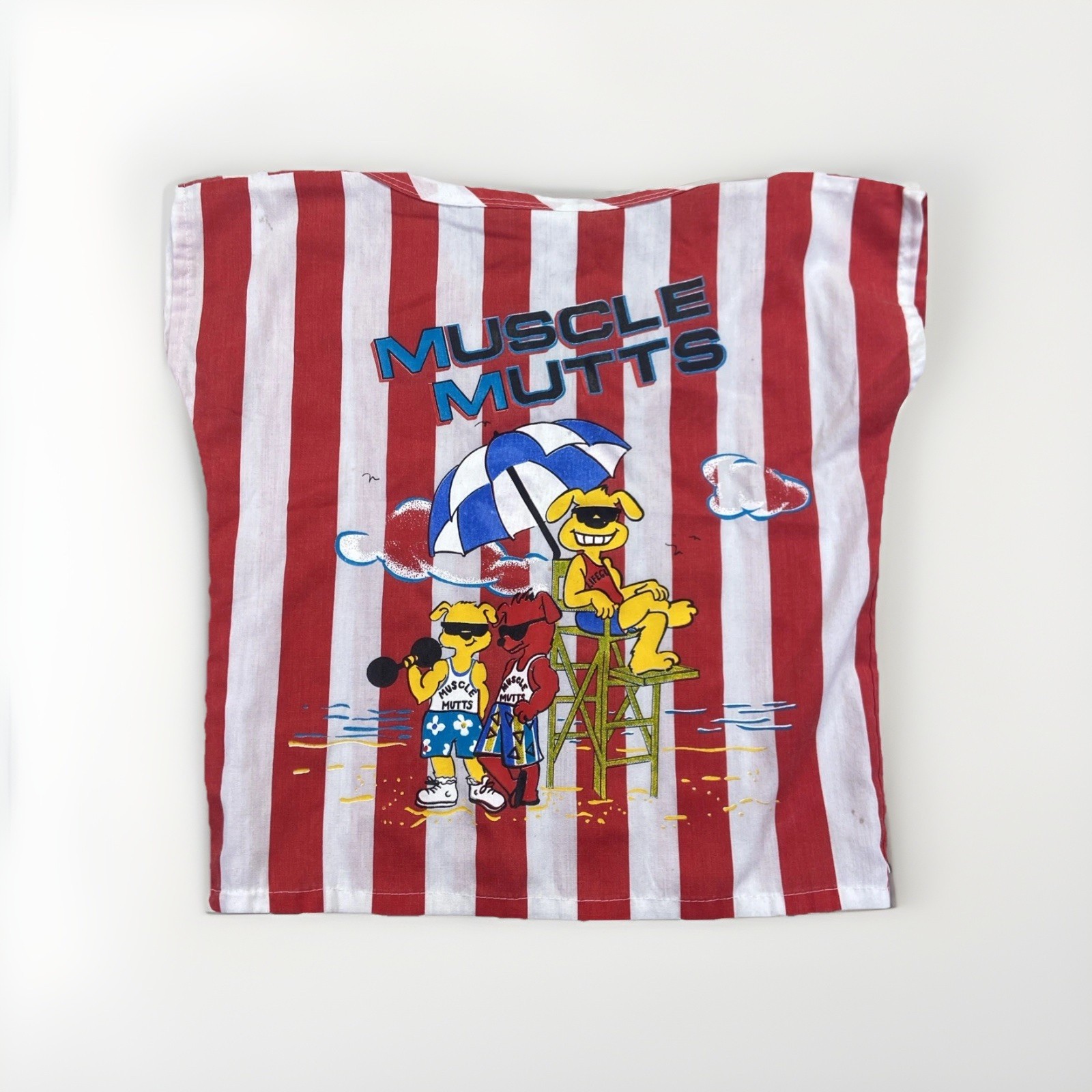 Wind Jammer Shirt Kids 5 Striped Vintage Beach 90s 80s Muscle Mutts Wind Jammer Shirt Kids 5 Striped Vintage Beach 90s 80s Muscle Mutts