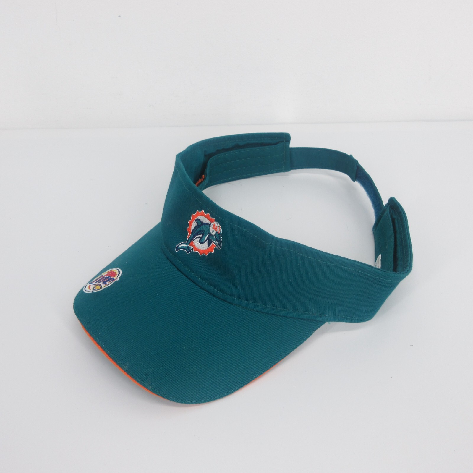 Vintage Miami Dolphins NFL Visor Promo Miller Light Embroidered Promotional Logo Vintage Miami Dolphins NFL Visor Promo Miller Light Embroidered Promotional Logo