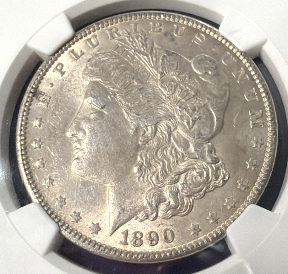 1890 Morgan 90% Silver $1 Dollar NGC Graded MS 61 Bright White Coin 1890 Morgan 90% Silver $1 Dollar NGC Graded MS 61 Bright White Coin