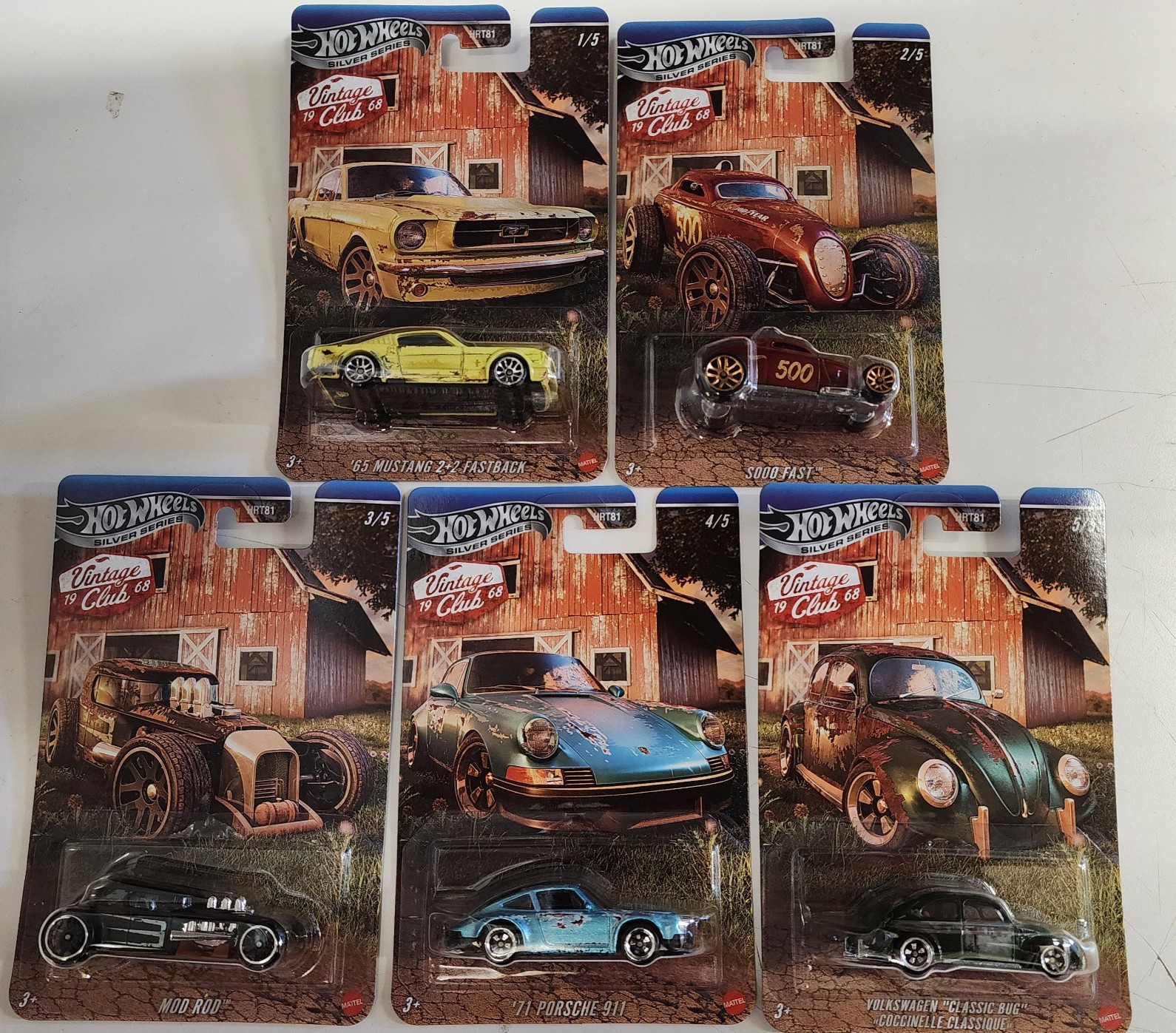 Barn Find Complete 5 Car Set * 2026 Hot Wheels Silver Vintage Club * Case H G100 Barn Find Complete 5 Car Set * 2026 Hot Wheels Silver Vintage Club * Case H G100