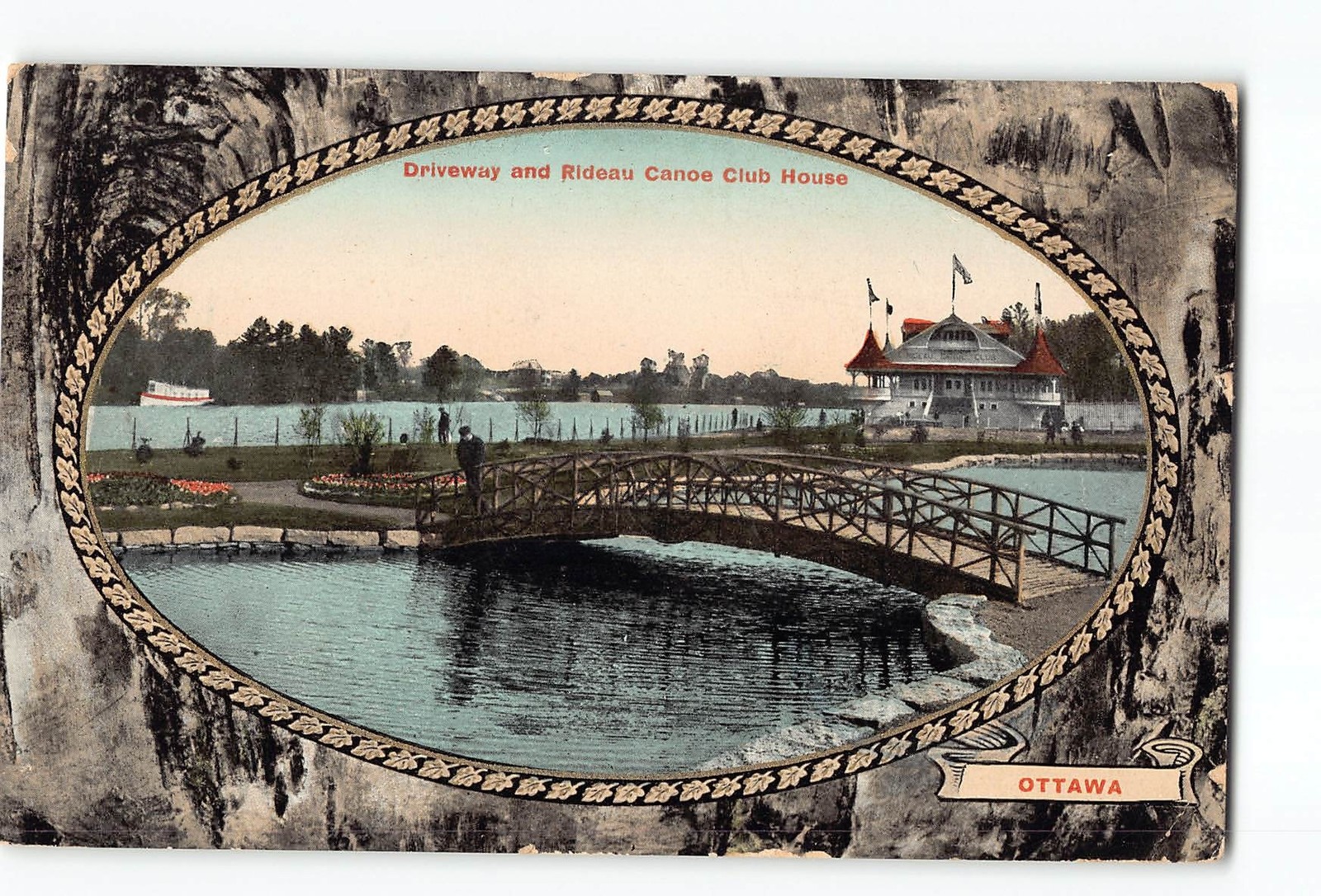 Ottawa Canada Postcard 1907-1915 Driveway And Rideau Canoe Club House