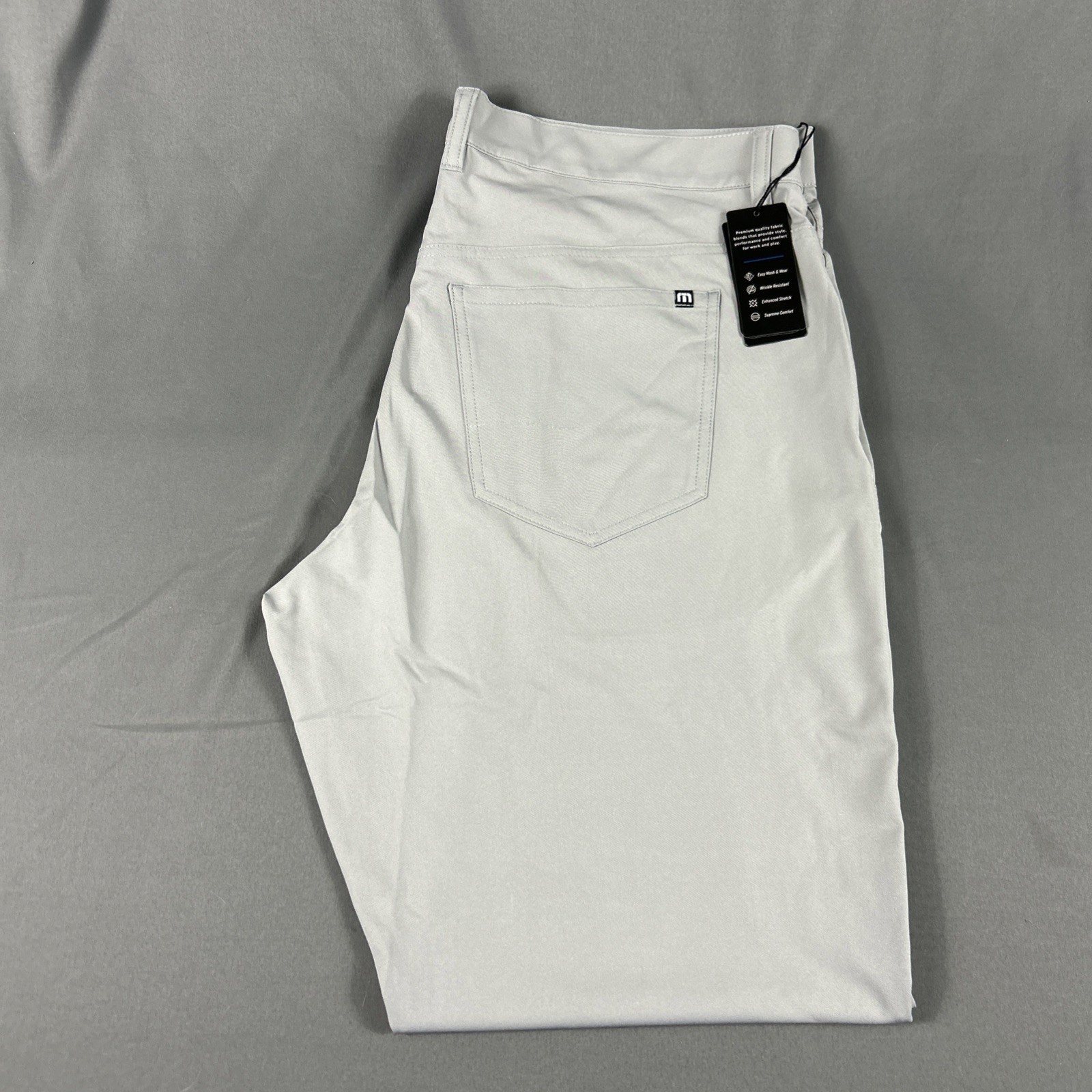 Travis Mathew Golf Pants Alta Cresta 38 x 32 Gray Polyester Spandex MSRP $130