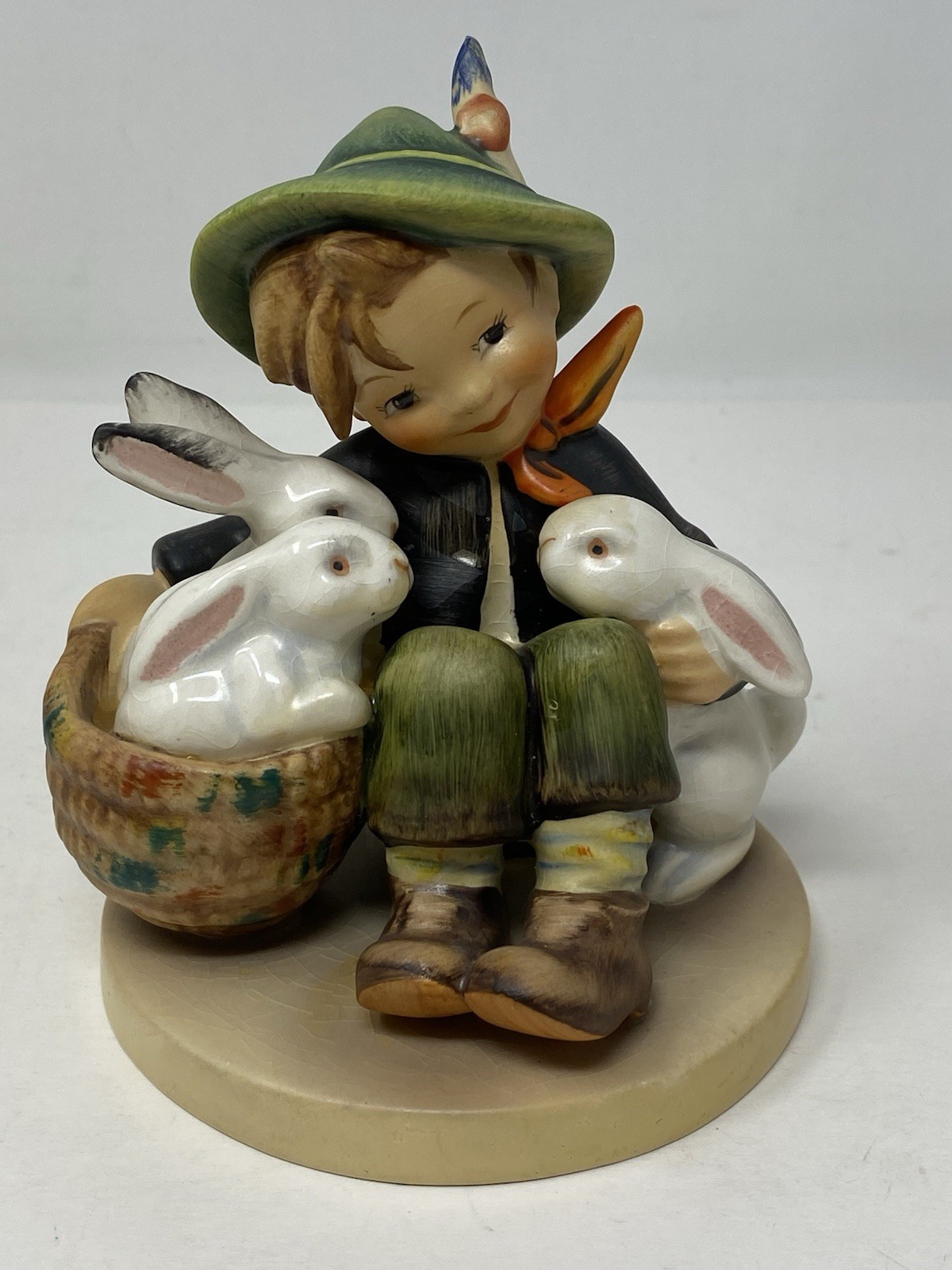 Vintage Goebel Hummel Playmates TMK4 Figurine 1960s W Germany Boy With Rabbits Vintage Goebel Hummel Playmates TMK4 Figurine 1960s W Germany Boy With Rabbits