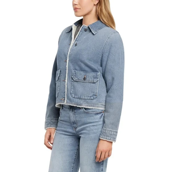 Woolrich Women\'s Trucker Jeans Jacket sherpa Lined Woolrich Women\'s Trucker Jeans Jacket sherpa Lined
