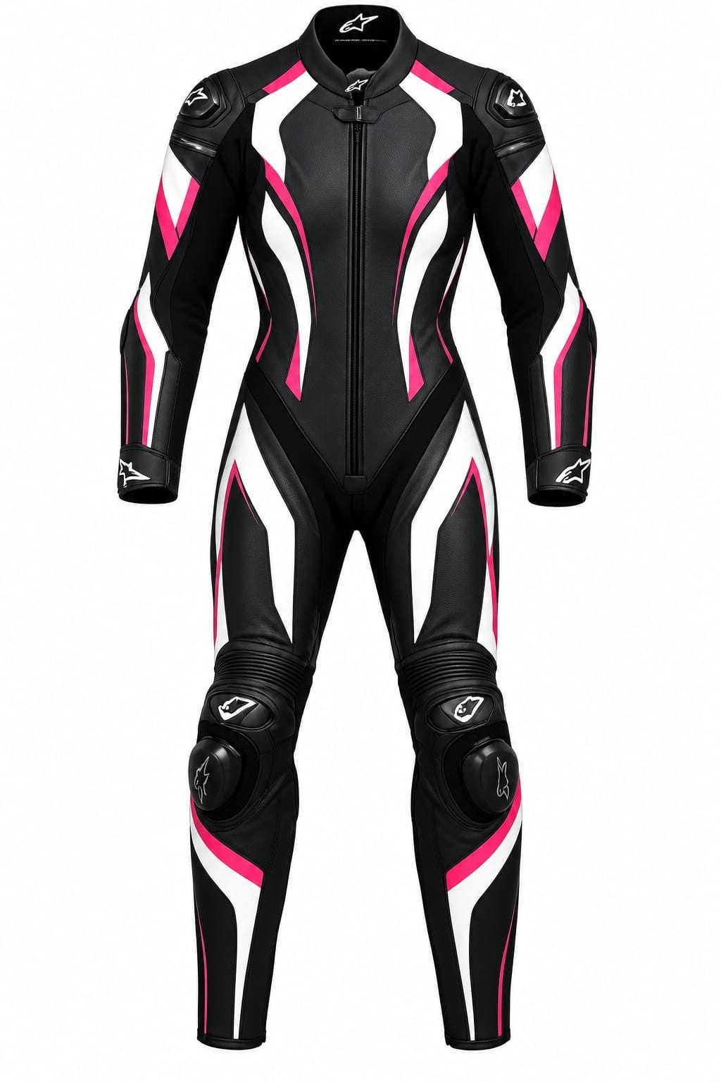 Women\'s Black Pink White Motorcycle Racing Leather Suit Full Body Prot Women\'s Black Pink White Motorcycle Racing Leather Suit Full Body Prot