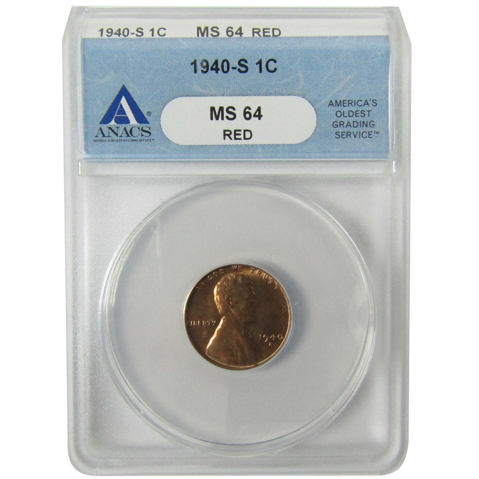 1940 S Lincoln Wheat Cent MS 64 RD ANACS Penny 1c Coin SKU:I28436 1940 S Lincoln Wheat Cent MS 64 RD ANACS Penny 1c Coin SKU:I28436