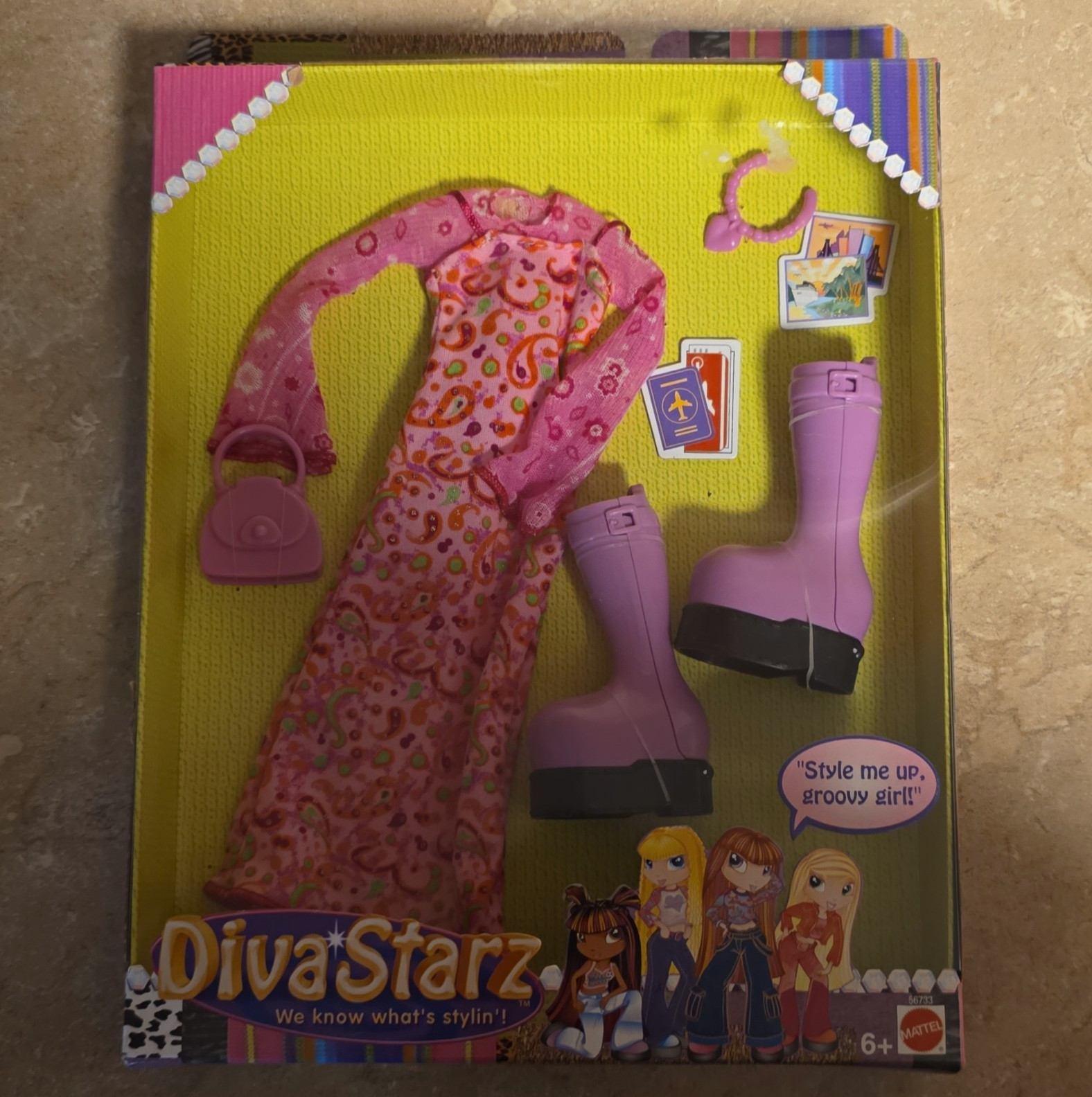 Mattel Diva Starz Fashionz Pink/Purple Outfit Set Boots Purse 4pc 56733