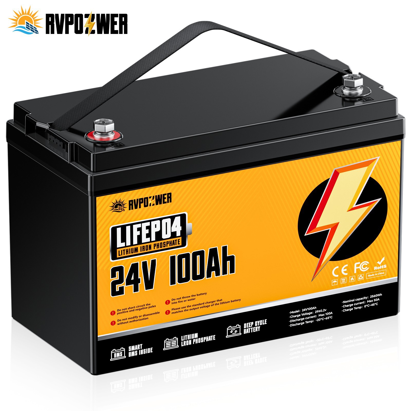 24V 100Ah LiFePO4 Lithium Battery Deep Cycle BMS Off-grid For RV Solar Marine 24V 100Ah LiFePO4 Lithium Battery Deep Cycle BMS Off-grid For RV Solar Marine