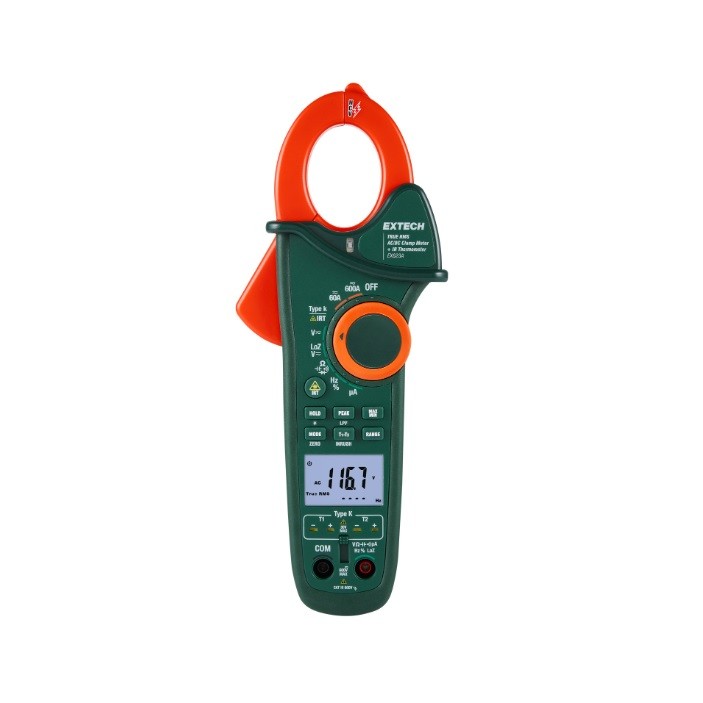 Extech EX623A: 600A AC/DC Clamp Meter with IR and Dual Type K