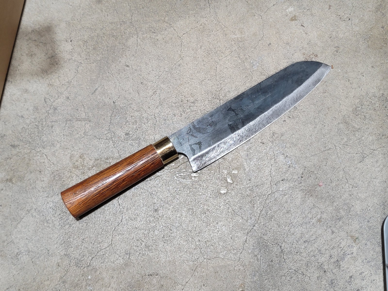 Crude - 7 Inch Japanese Santoku Chef Knife, Carbon Steel, Forged Crude - 7 Inch Japanese Santoku Chef Knife, Carbon Steel, Forged