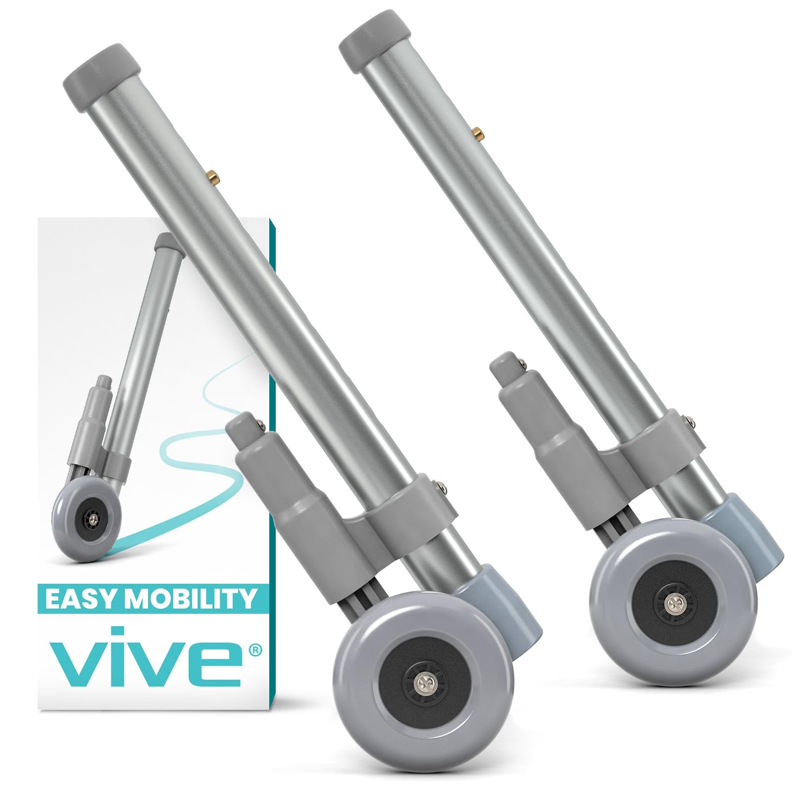 Vive Walker Wheels with Brakes - Mobility Aid Equipment for Seniors