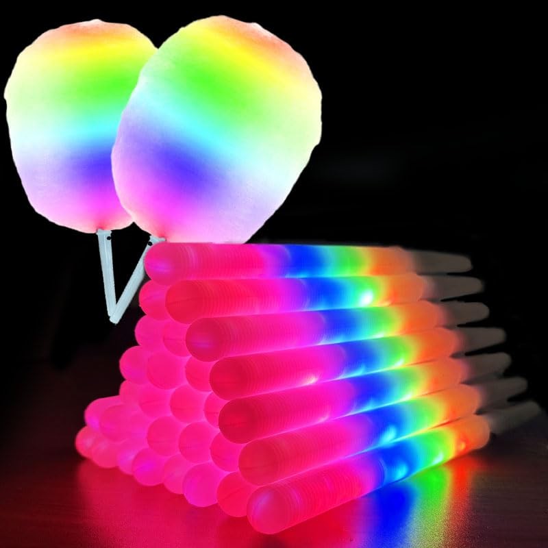 30 Pcs LED cotton candy cones,Glowing cotton candy sticks，Cotton candy holder...
