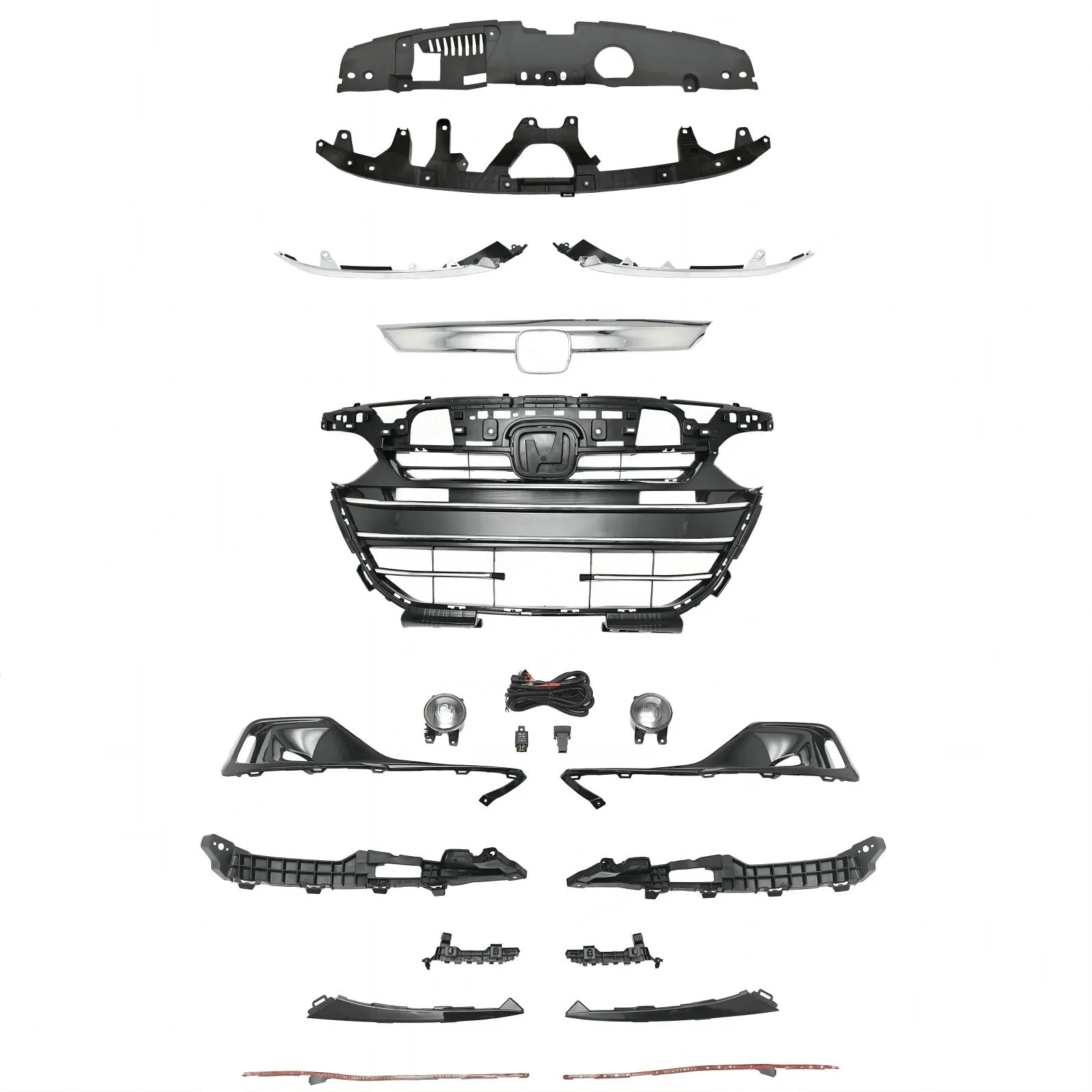 19PC For Accord 2021 2022 Bumper Grille/Trim/Support Bracket/Fog Light Kit/Cover